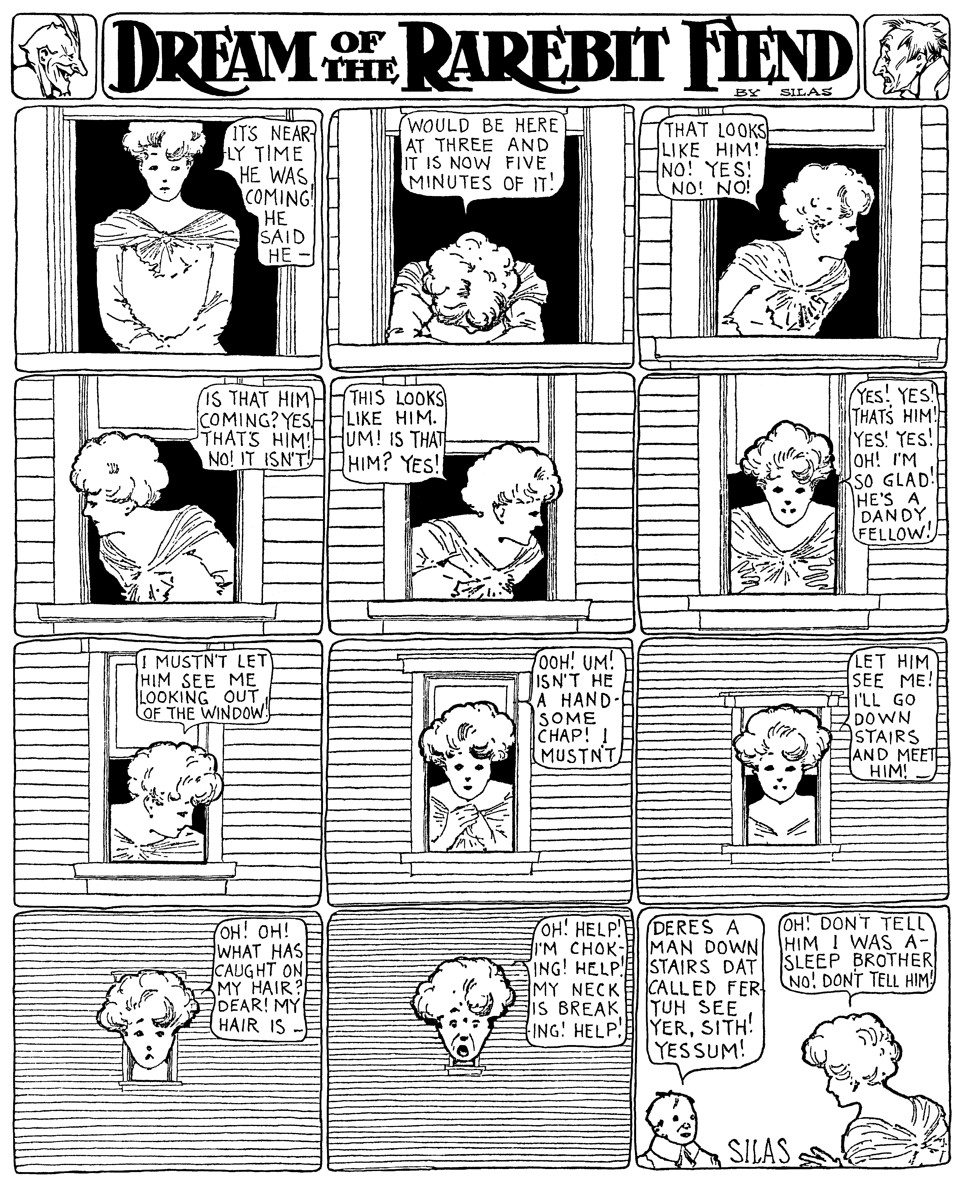 Dream of the Rarebit Fiend, strip 402 of 820. Winsor McCay (1904–1913), public domain. Scan: Internet Archive.