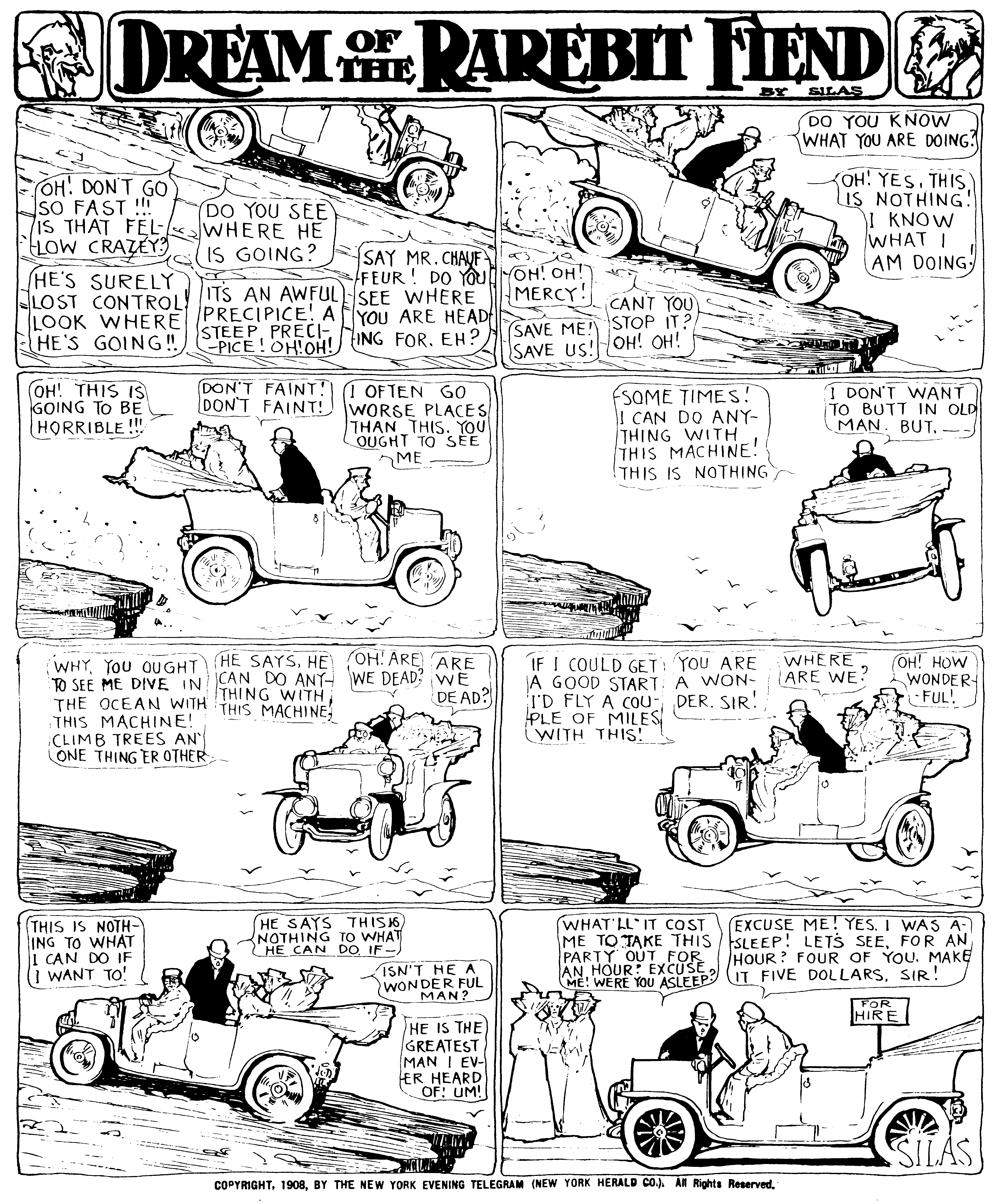Dream of the Rarebit Fiend, strip 414 of 820. Winsor McCay (1904–1913), public domain. Scan: Internet Archive.