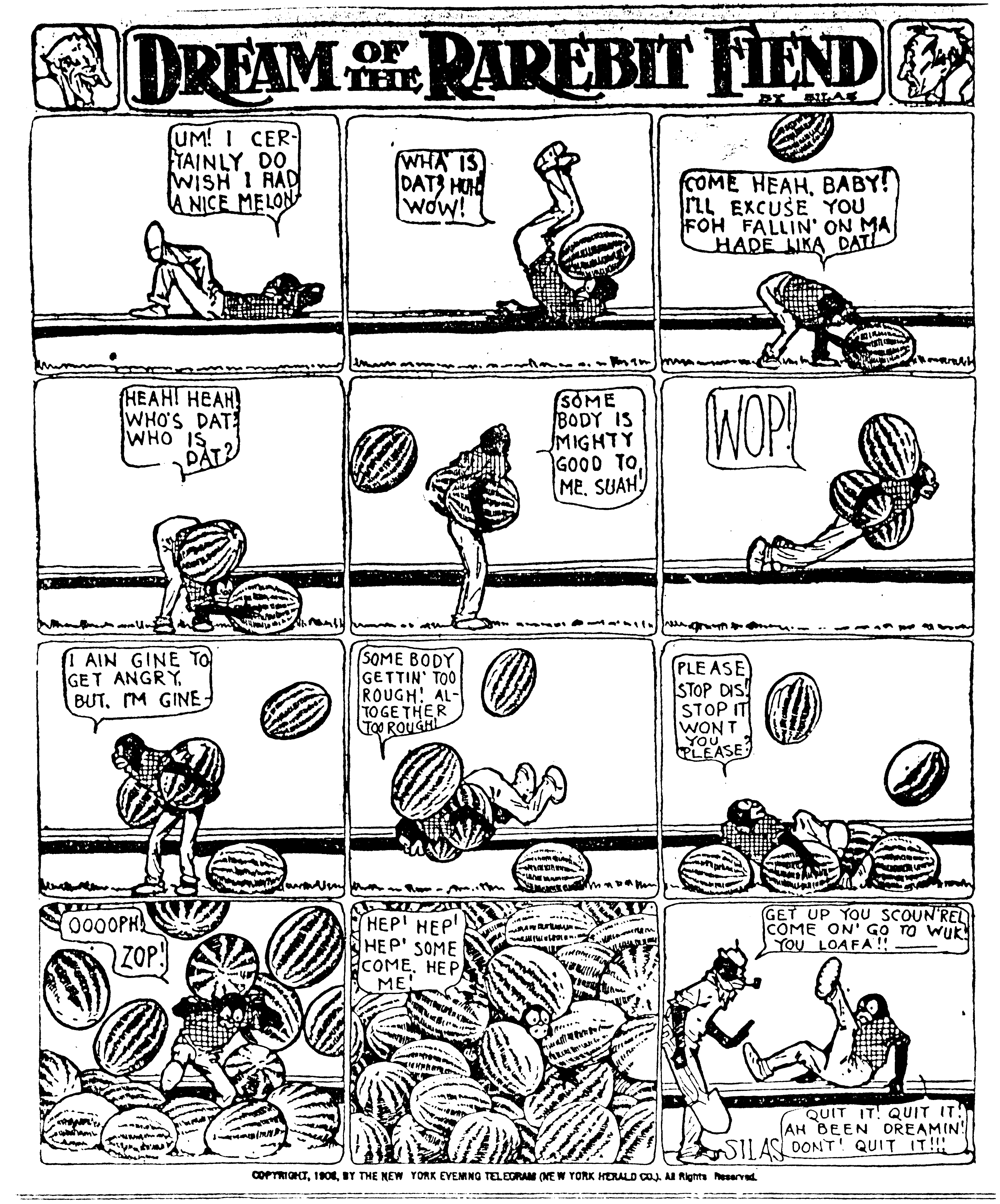 Dream of the Rarebit Fiend, strip 422 of 820. Winsor McCay (1904–1913), public domain. Scan: Internet Archive.
