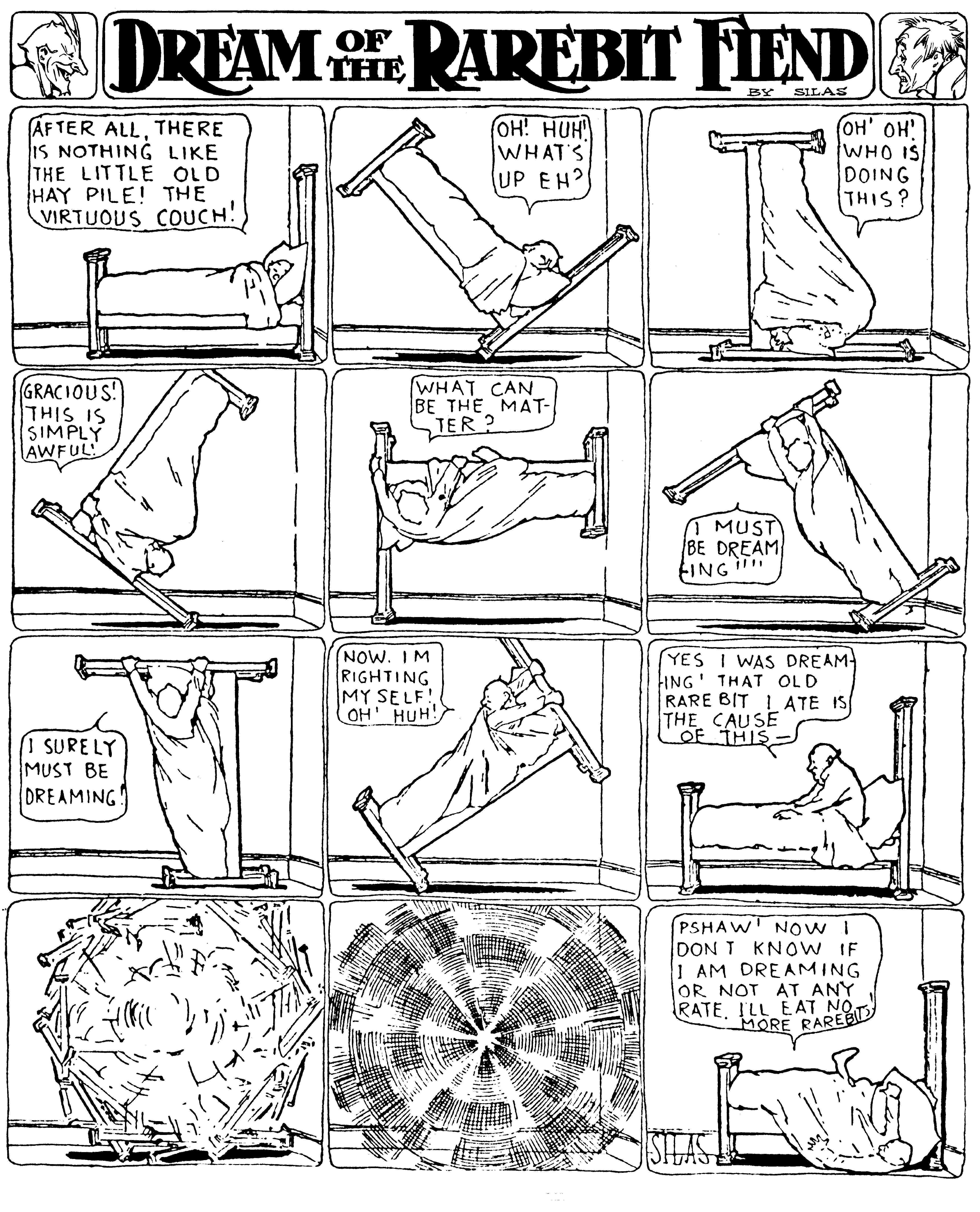 Dream of the Rarebit Fiend, strip 424 of 820. Winsor McCay (1904–1913), public domain. Scan: Internet Archive.
