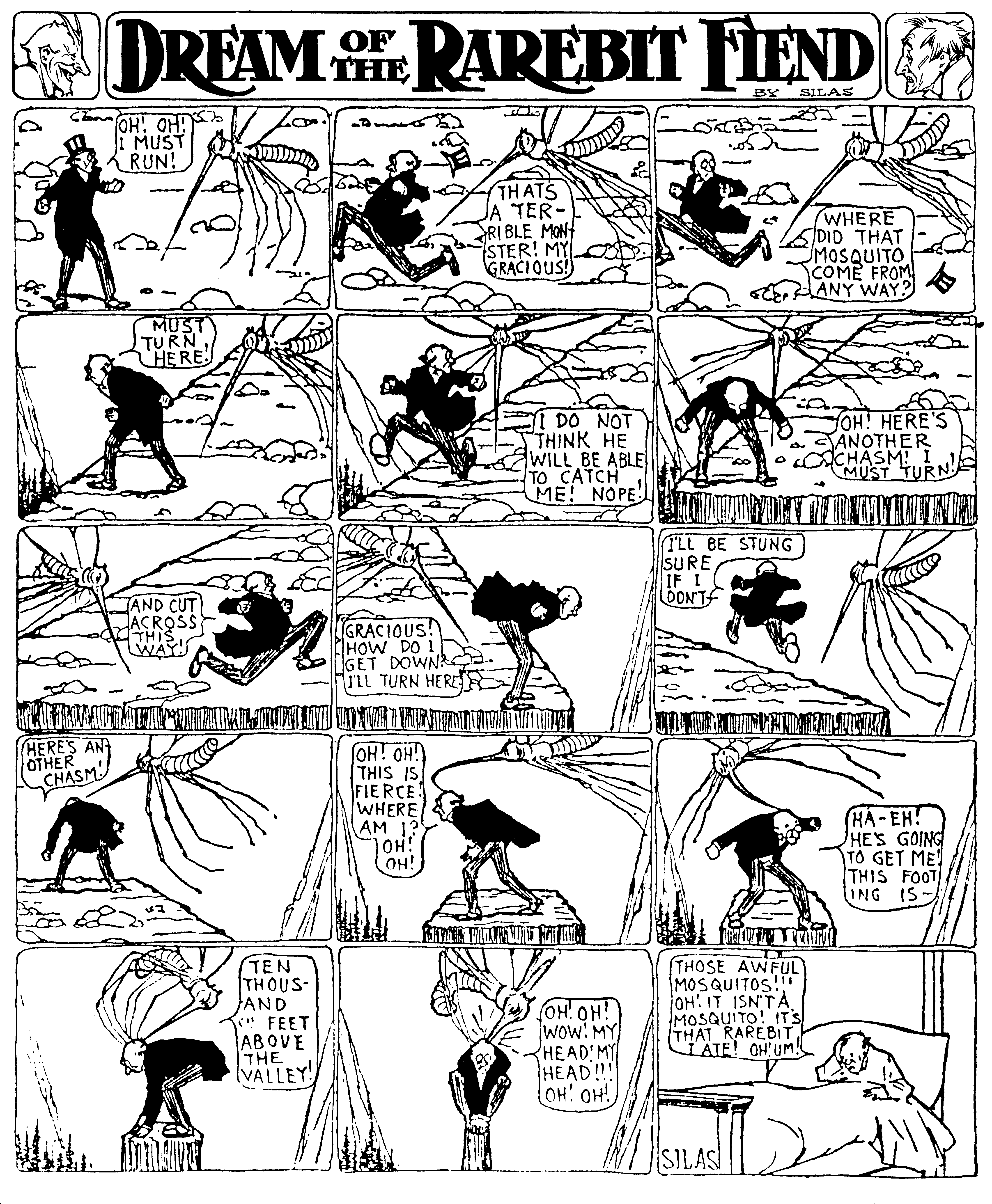 Dream of the Rarebit Fiend, strip 426 of 820. Winsor McCay (1904–1913), public domain. Scan: Internet Archive.