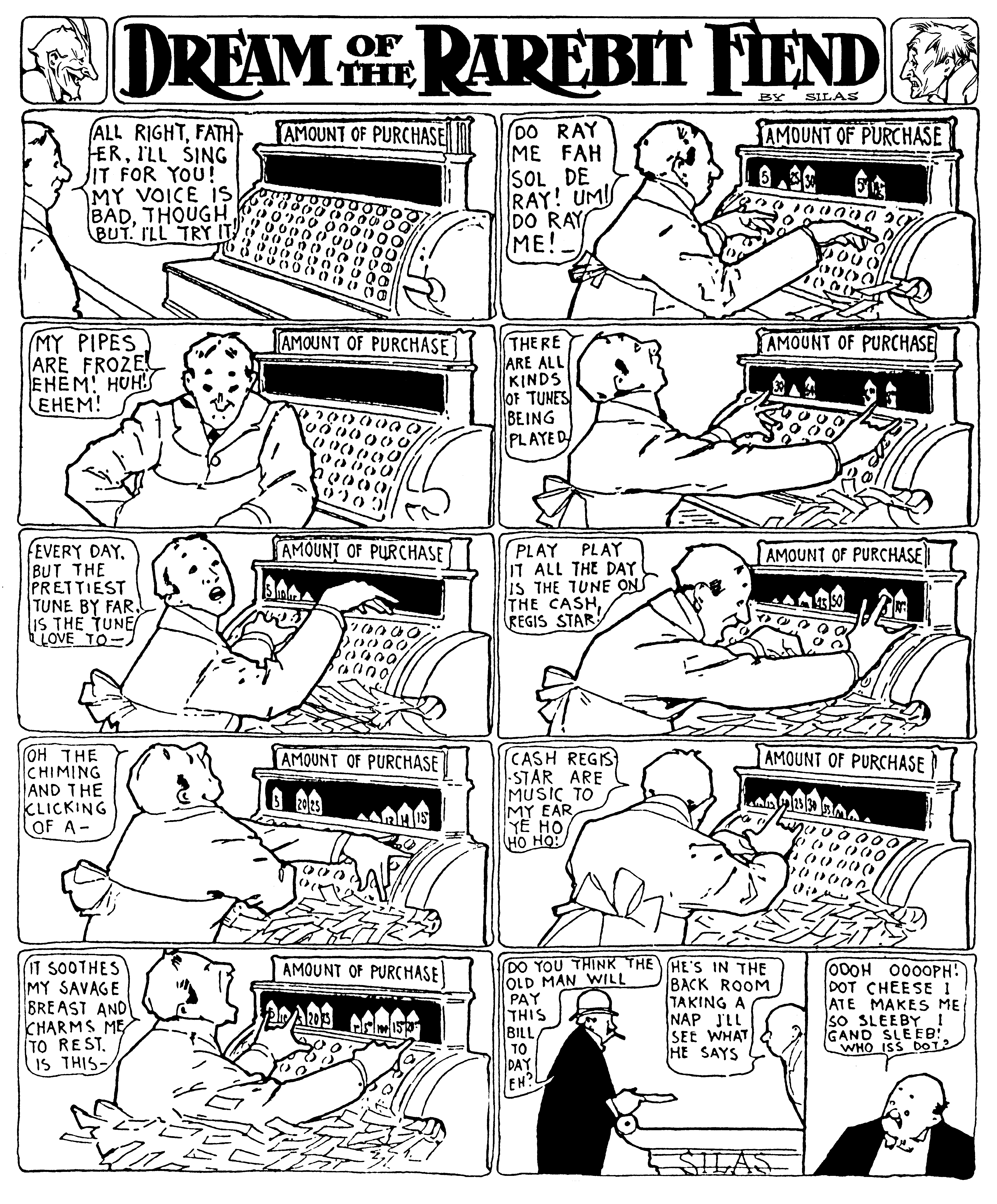 Dream of the Rarebit Fiend, strip 437 of 820. Winsor McCay (1904–1913), public domain. Scan: Internet Archive.