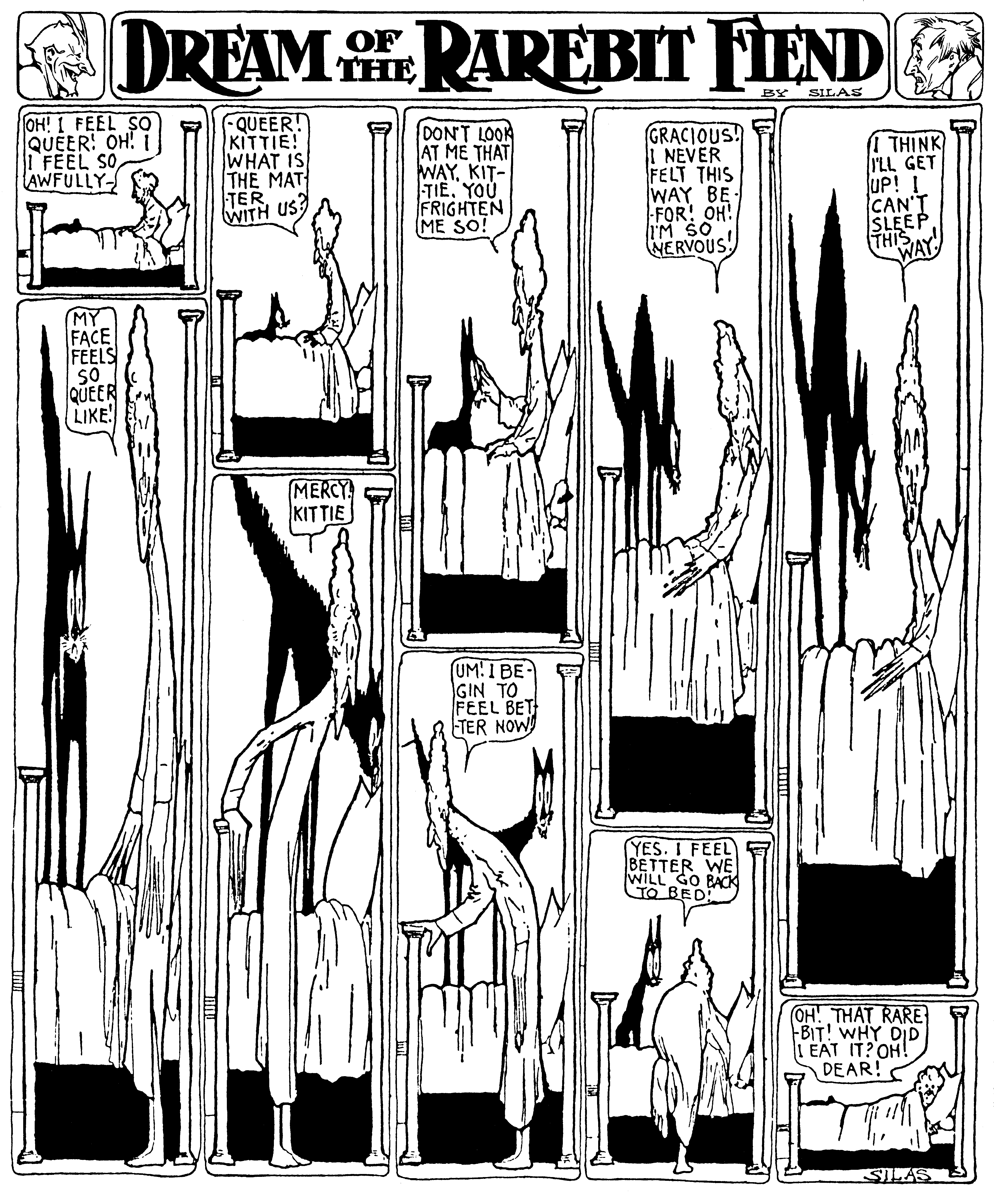 Dream of the Rarebit Fiend, strip 443 of 820. Winsor McCay (1904–1913), public domain. Scan: Internet Archive.