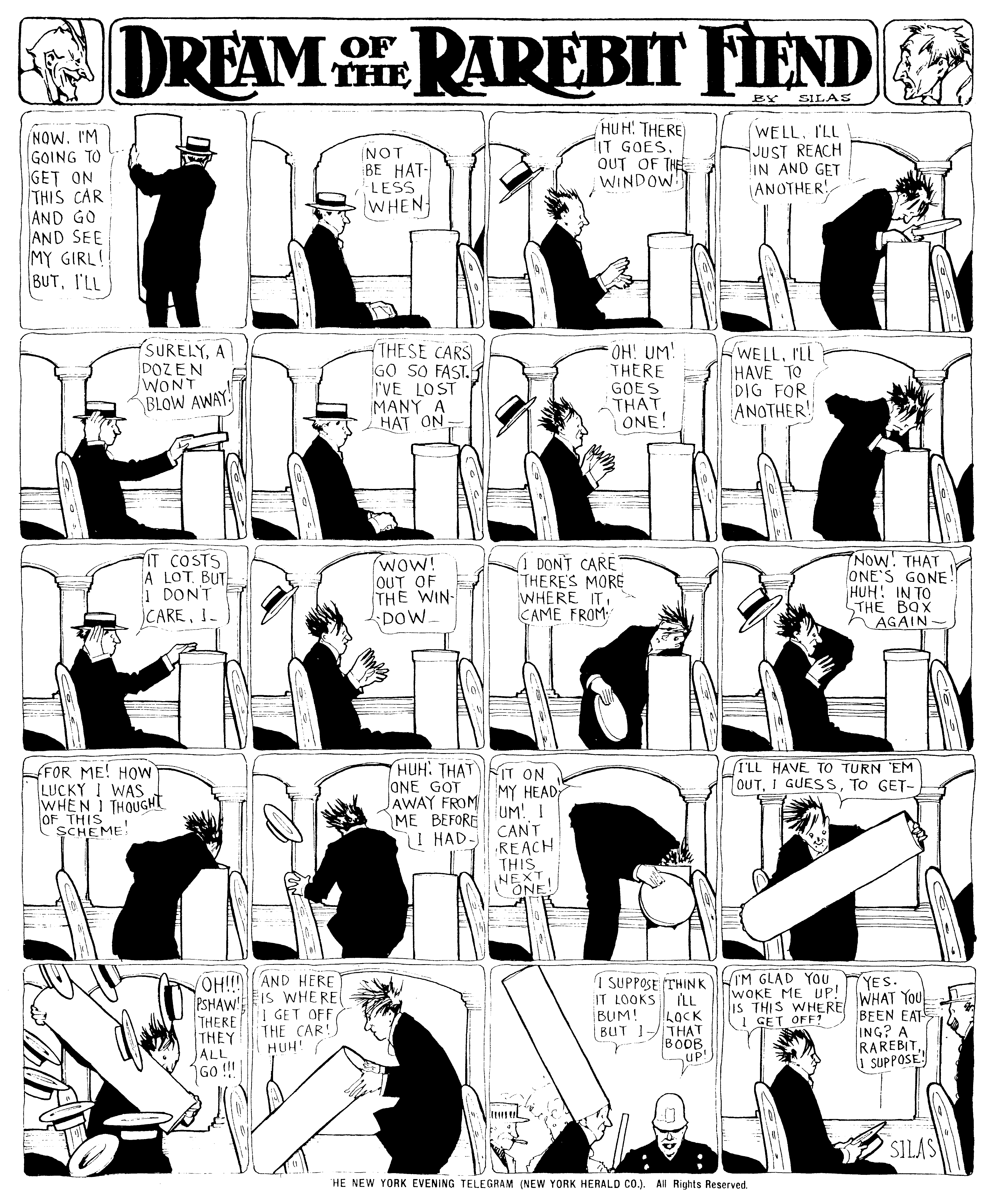 Dream of the Rarebit Fiend, strip 408 of 820. Winsor McCay (1904–1913), public domain. Scan: Internet Archive.