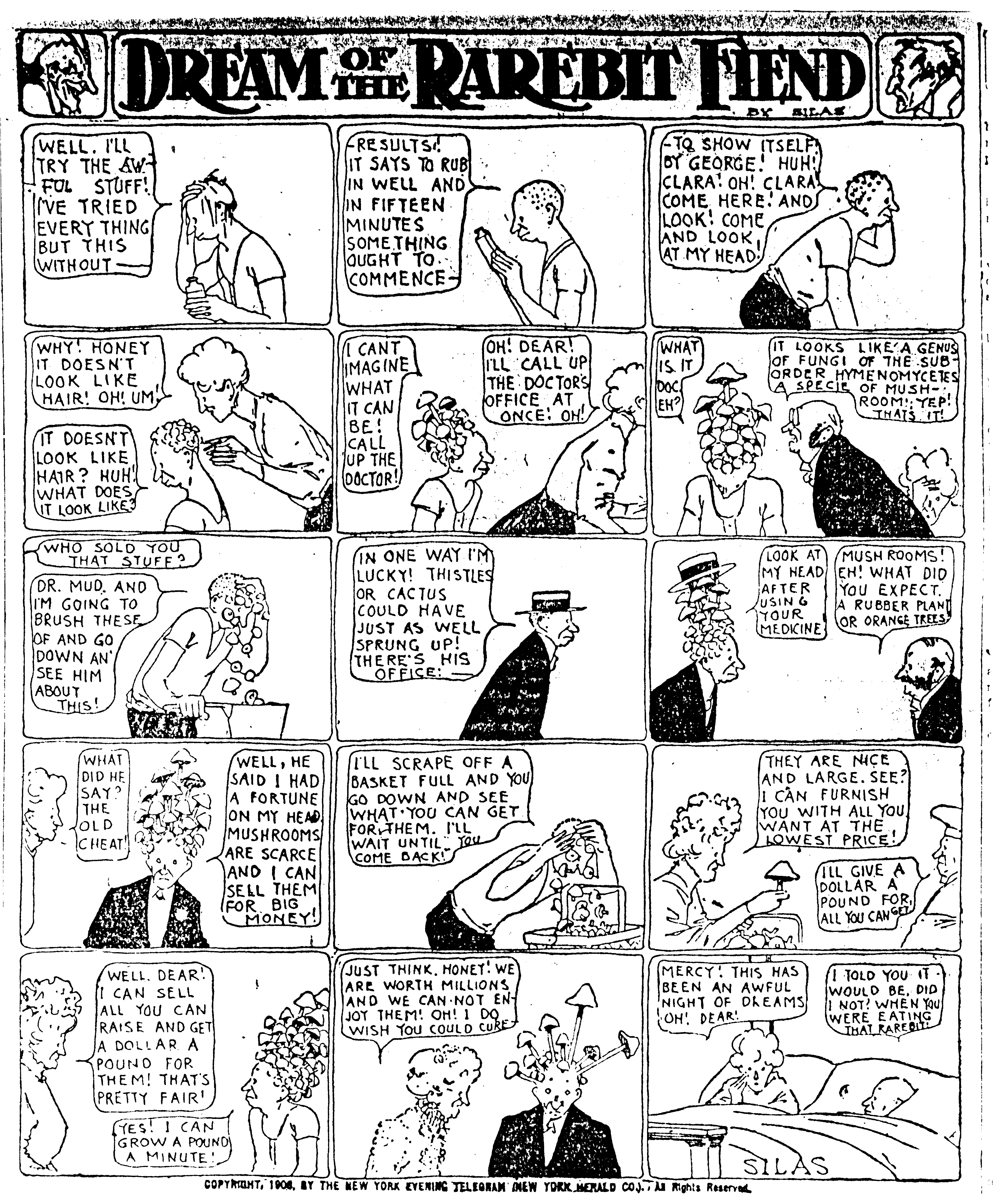 Dream of the Rarebit Fiend, strip 410 of 820. Winsor McCay (1904–1913), public domain. Scan: Internet Archive.