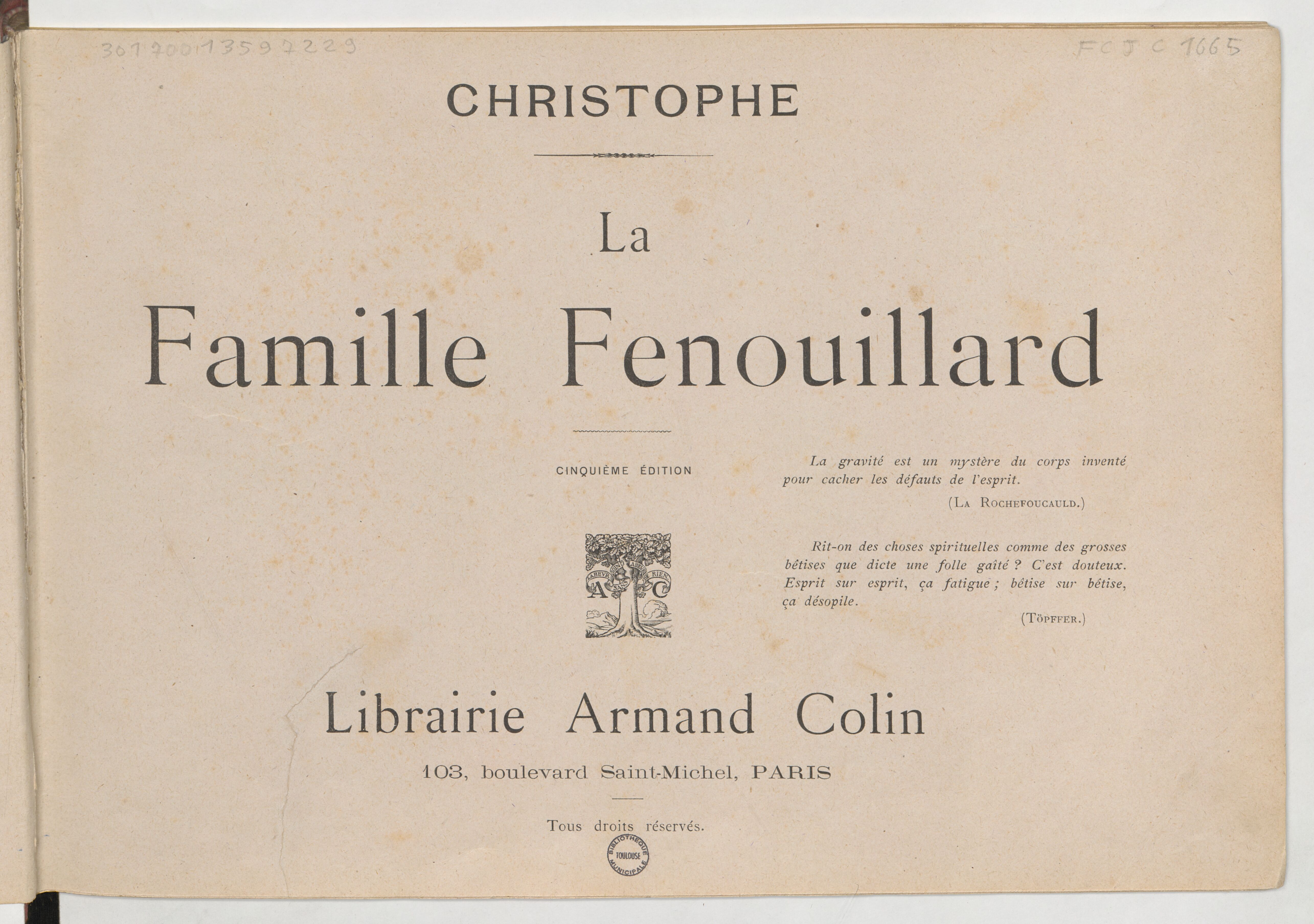 La Famille Fenouillard (Christophe, 5e éd., 1895), vue 7. Domaine public. Source gallica.bnf.fr / BnF (Bibliothèque municipale de Toulouse).