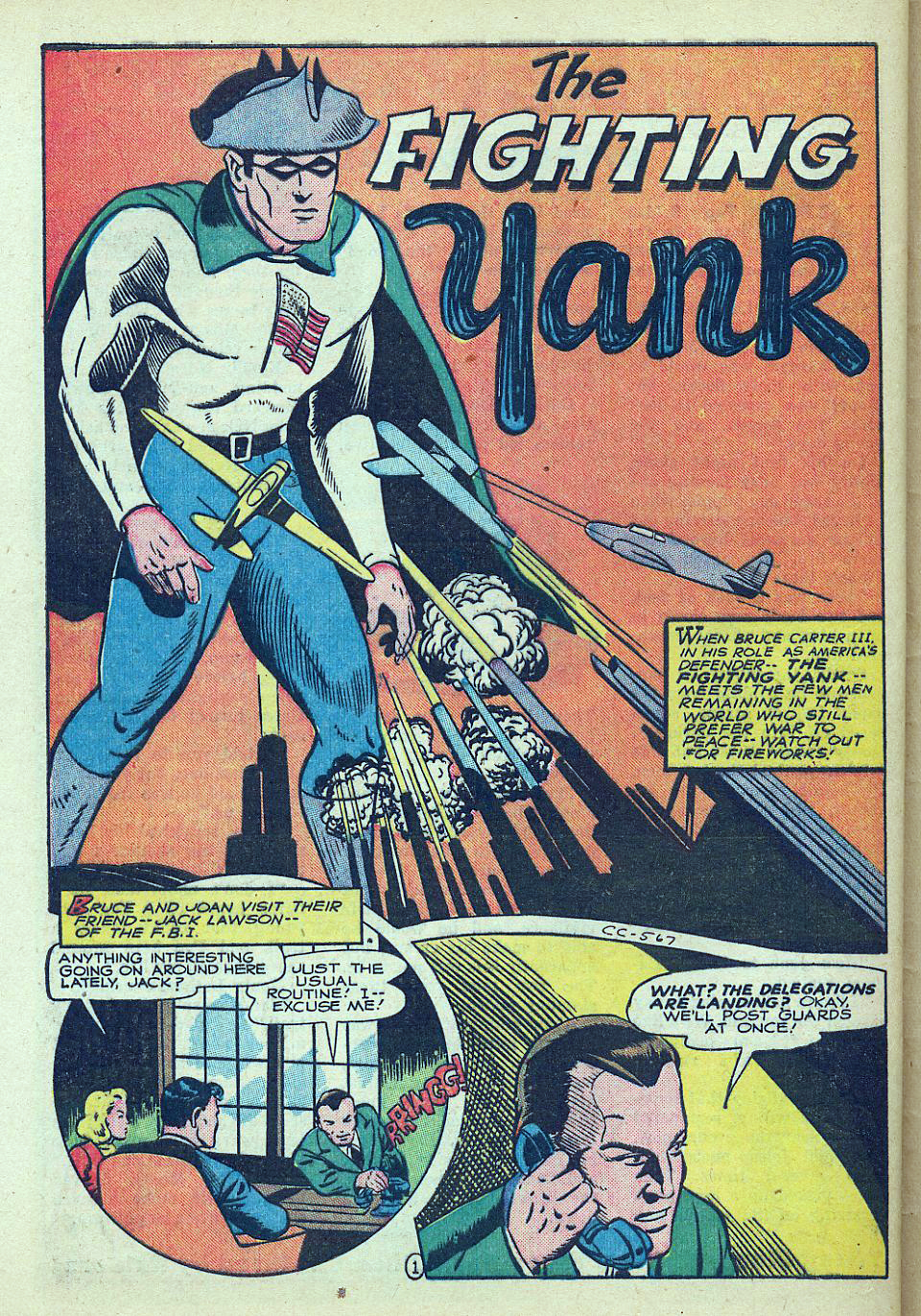 The Fighting Yank, America's Best Comics #18, page 2. Public domain. Source: https://commons.wikimedia.org/wiki/File%3AAmericasBestComics1840.jpg
