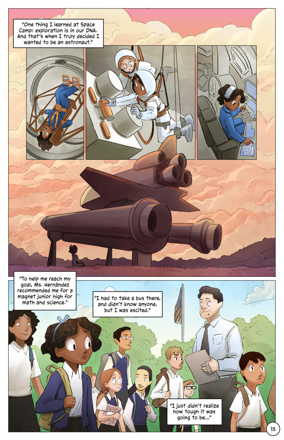 First Woman #1: Dream to Reality, page 17. Credit: NASA. Public domain (U.S. government work).