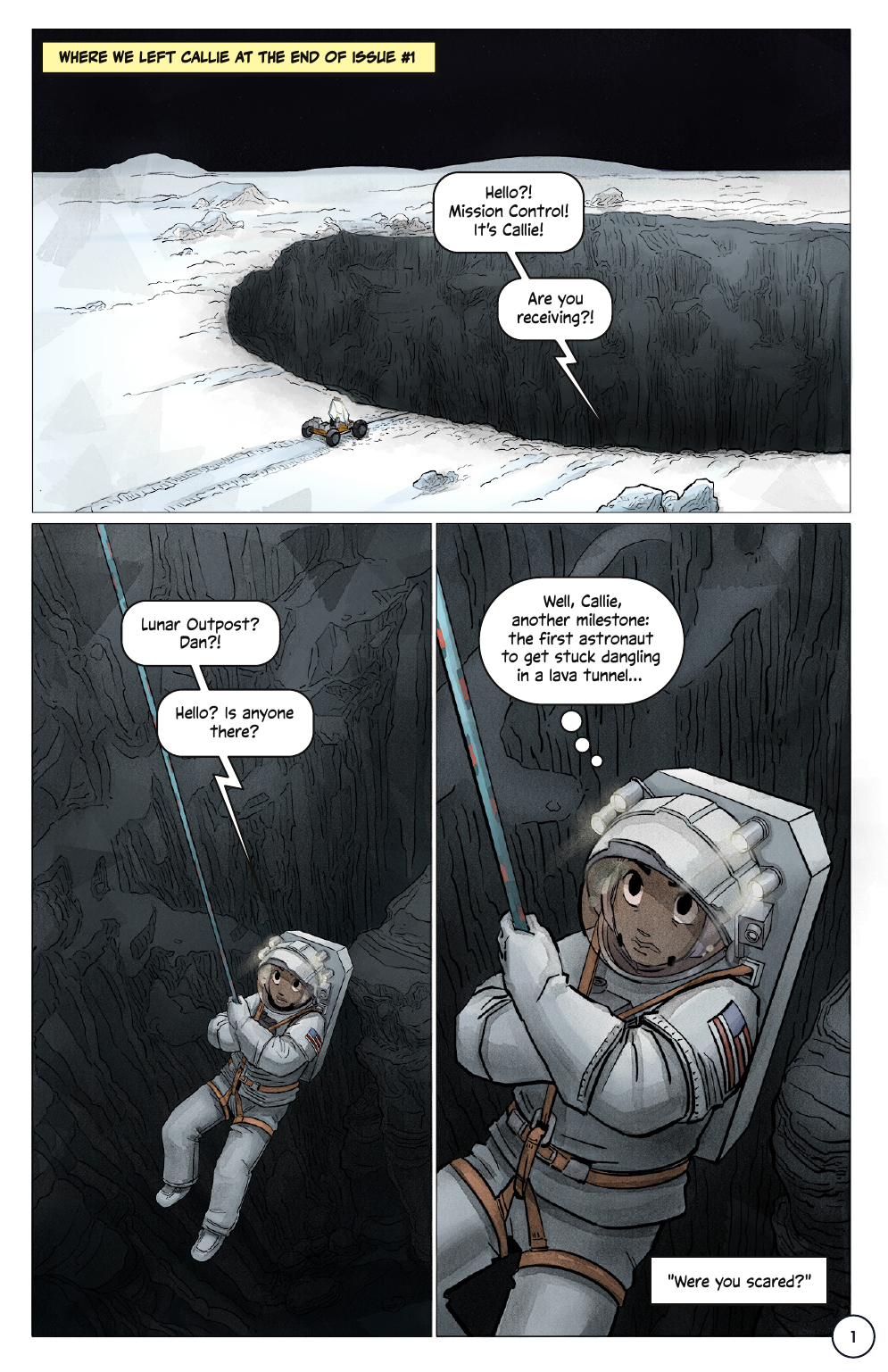 First Woman #2: Expanding Our Universe, page 3. Credit: NASA. Public domain (U.S. government work).