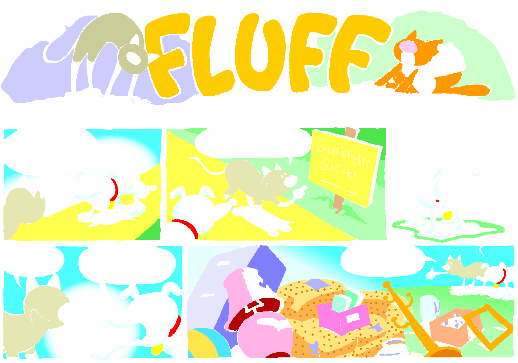 Fluff sunday strip, Jul 27, 1997. Nina Paley, CC BY-SA 3.0 US. Print master from https://archive.org/details/FluffComicStrips (TIFF converted losslessly to PNG for the web).