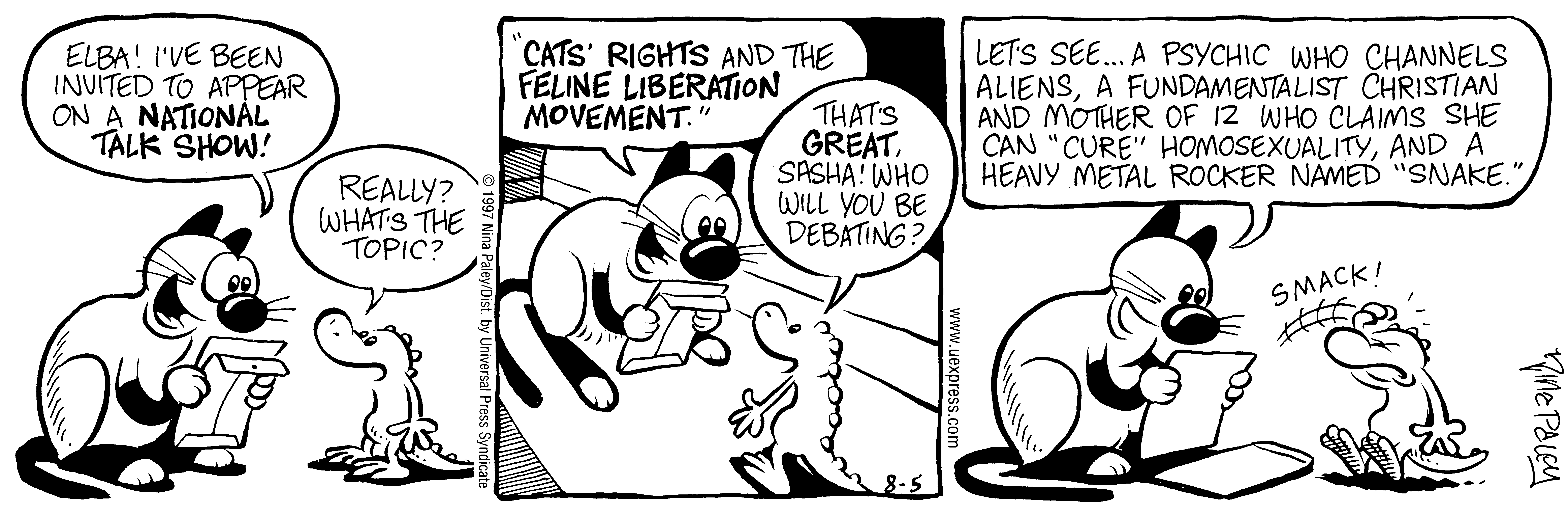 Fluff daily strip, Aug 5, 1997. Nina Paley, CC BY-SA 3.0 US. Print master from https://archive.org/details/FluffComicStrips (TIFF converted losslessly to PNG for the web).