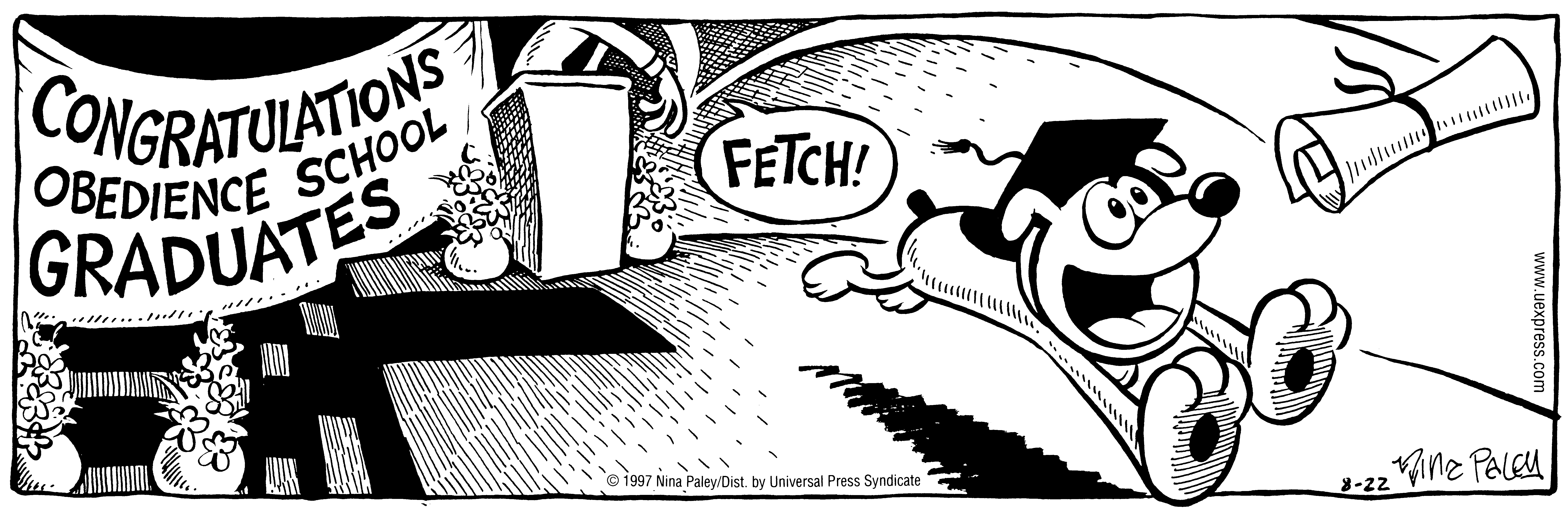 Fluff daily strip, Aug 22, 1997. Nina Paley, CC BY-SA 3.0 US. Print master from https://archive.org/details/FluffComicStrips (TIFF converted losslessly to PNG for the web).
