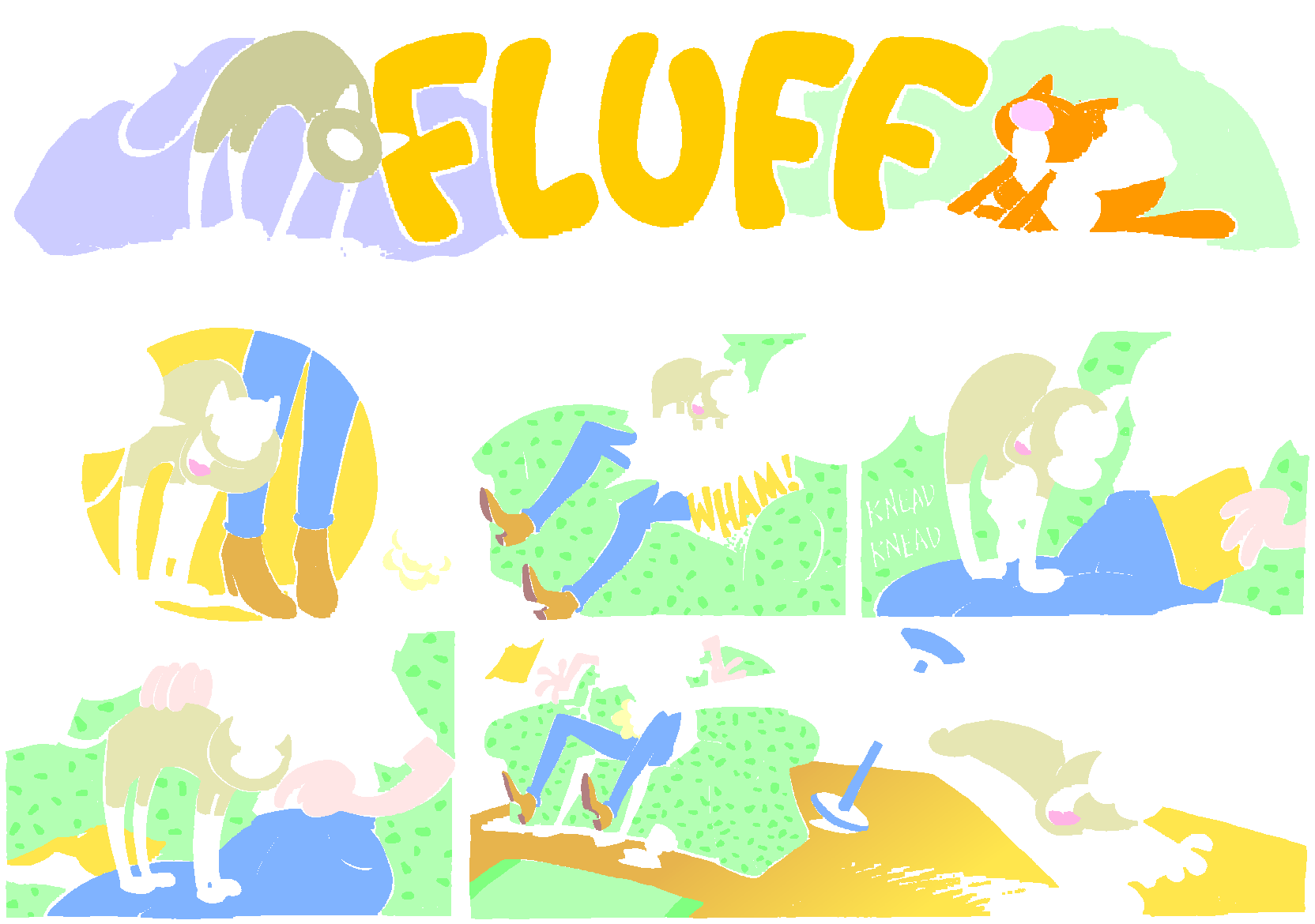 Fluff sunday strip, Aug 31, 1997. Nina Paley, CC BY-SA 3.0 US. Print master from https://archive.org/details/FluffComicStrips (TIFF converted losslessly to PNG for the web).