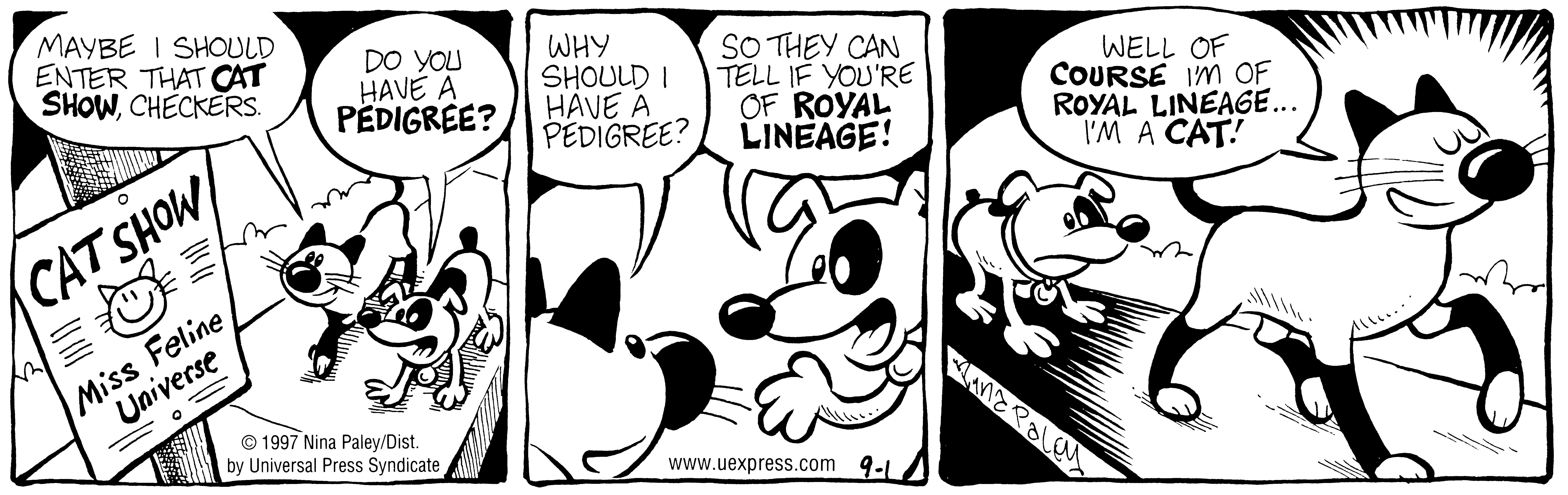 Fluff daily strip, Sep 1, 1997. Nina Paley, CC BY-SA 3.0 US. Print master from https://archive.org/details/FluffComicStrips (TIFF converted losslessly to PNG for the web).