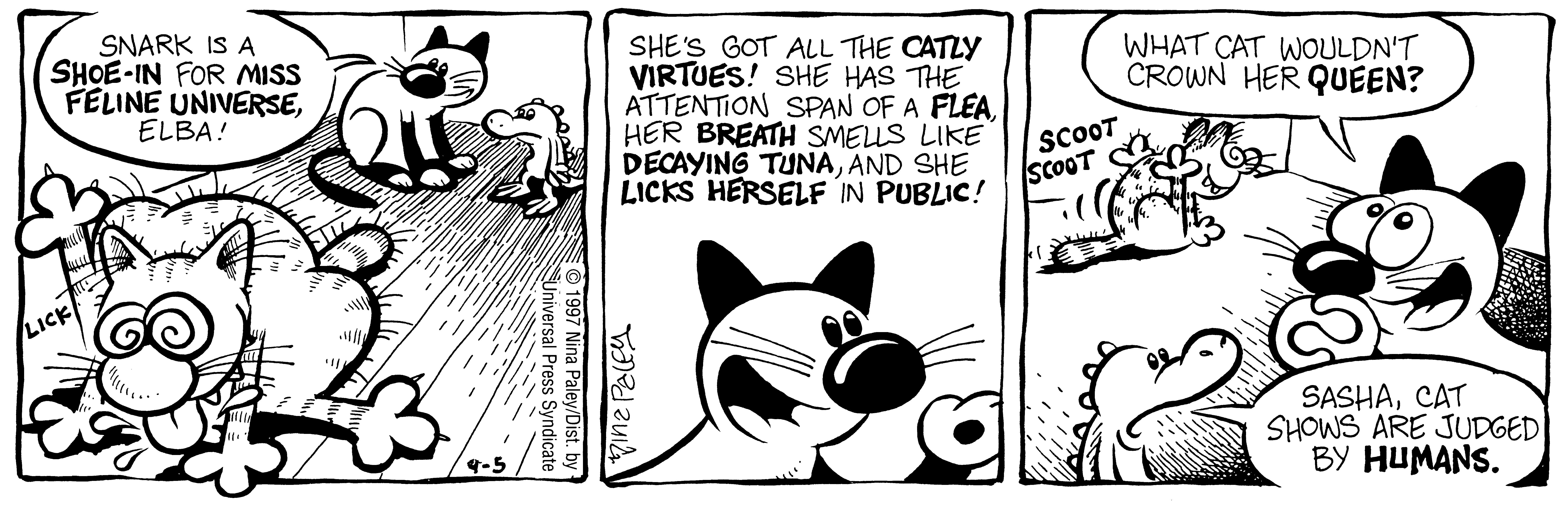 Fluff daily strip, Sep 5, 1997. Nina Paley, CC BY-SA 3.0 US. Print master from https://archive.org/details/FluffComicStrips (TIFF converted losslessly to PNG for the web).