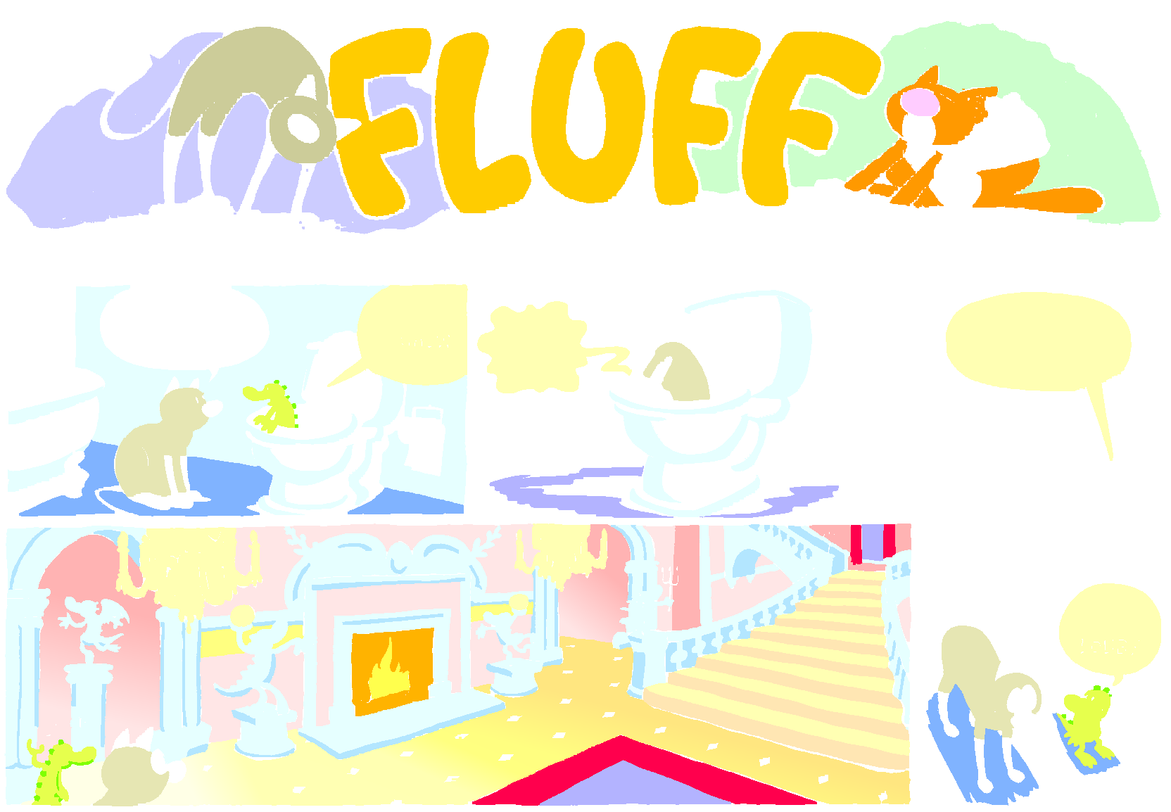 Fluff sunday strip, Sep 7, 1997. Nina Paley, CC BY-SA 3.0 US. Print master from https://archive.org/details/FluffComicStrips (TIFF converted losslessly to PNG for the web).