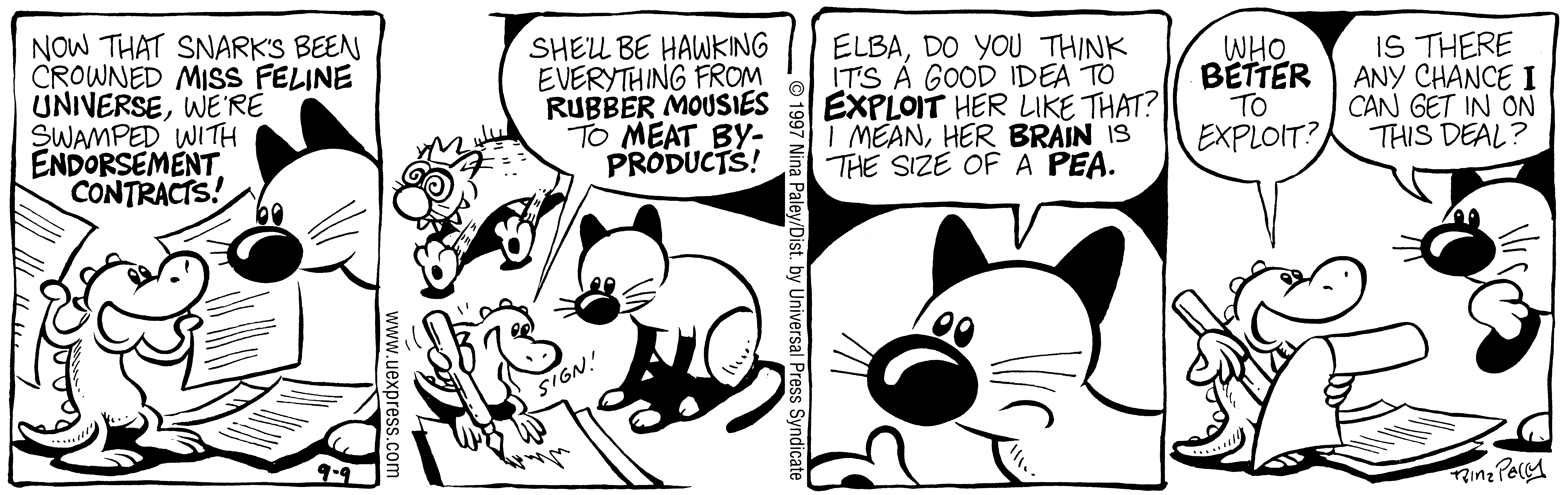 Fluff daily strip, Sep 9, 1997. Nina Paley, CC BY-SA 3.0 US. Print master from https://archive.org/details/FluffComicStrips (TIFF converted losslessly to PNG for the web).