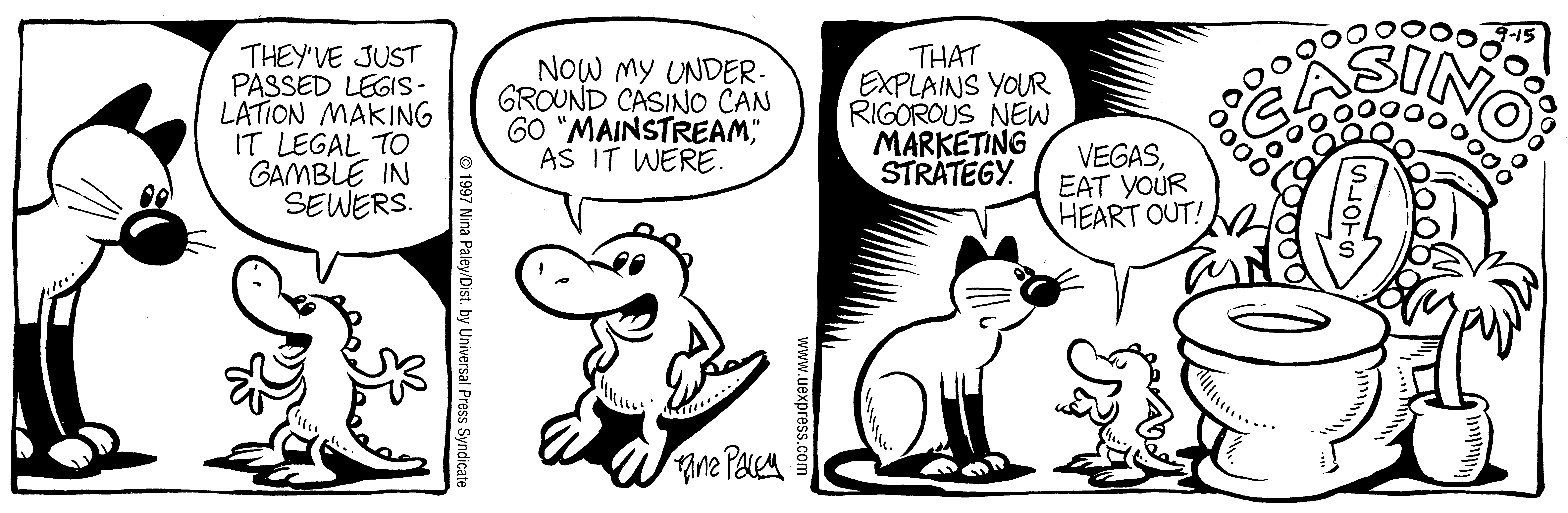 Fluff daily strip, Sep 15, 1997. Nina Paley, CC BY-SA 3.0 US. Print master from https://archive.org/details/FluffComicStrips (TIFF converted losslessly to PNG for the web).