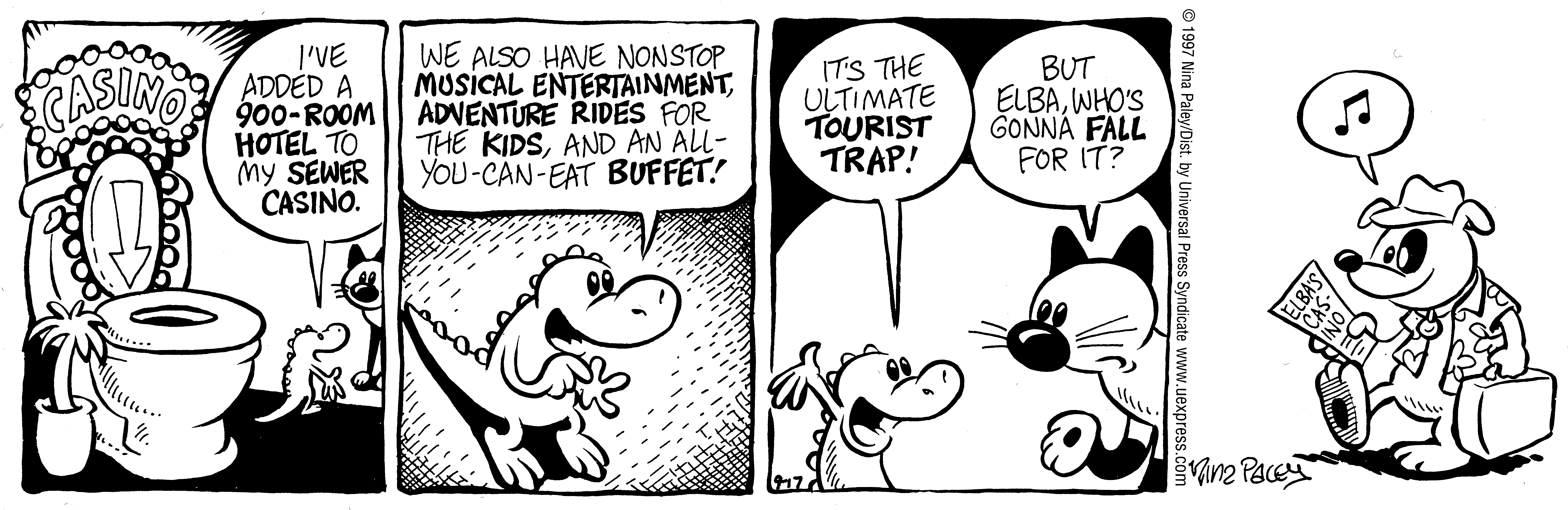 Fluff daily strip, Sep 17, 1997. Nina Paley, CC BY-SA 3.0 US. Print master from https://archive.org/details/FluffComicStrips (TIFF converted losslessly to PNG for the web).