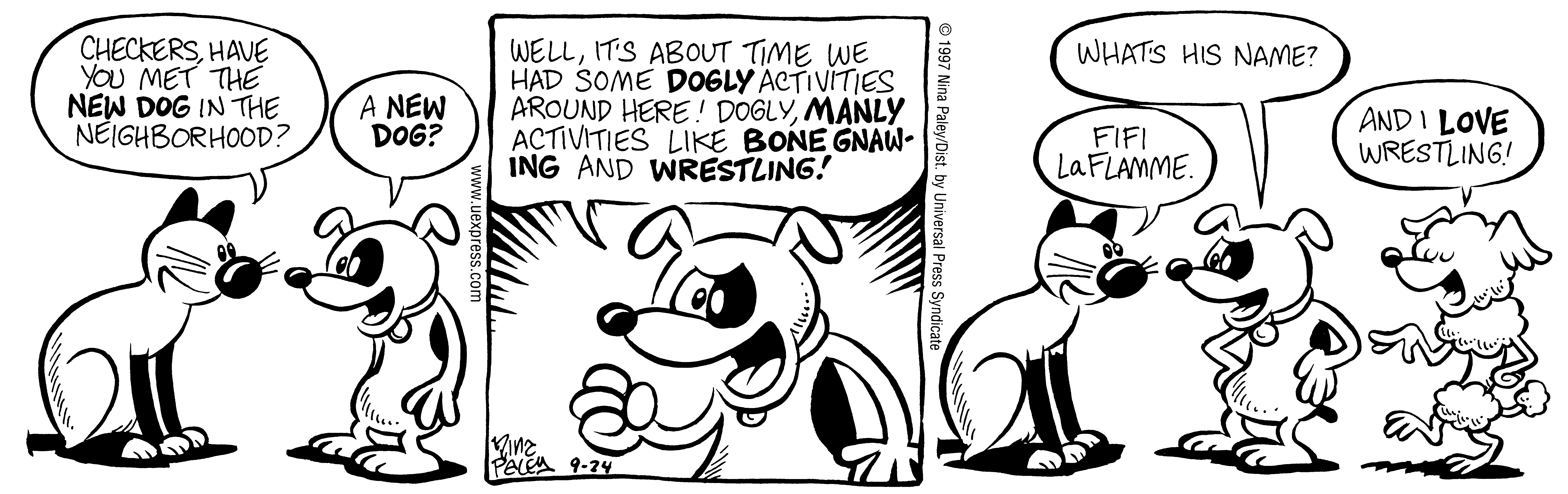 Fluff daily strip, Sep 24, 1997. Nina Paley, CC BY-SA 3.0 US. Print master from https://archive.org/details/FluffComicStrips (TIFF converted losslessly to PNG for the web).