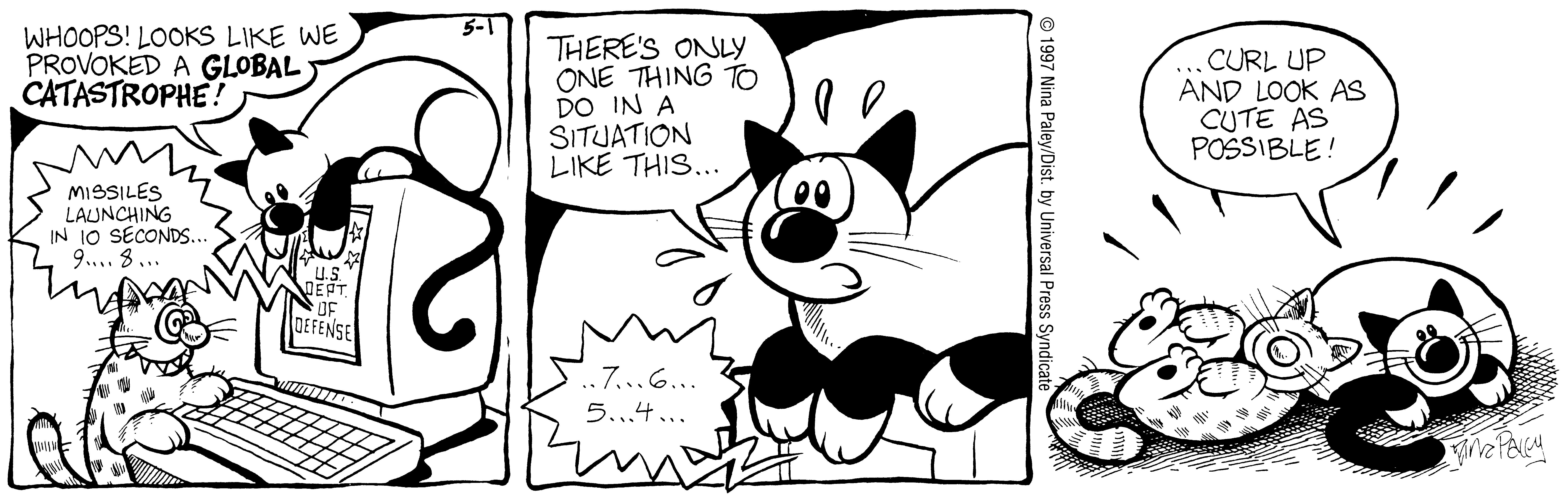 Fluff daily strip, May 1, 1997. Nina Paley, CC BY-SA 3.0 US. Print master from https://archive.org/details/FluffComicStrips (TIFF converted losslessly to PNG for the web).