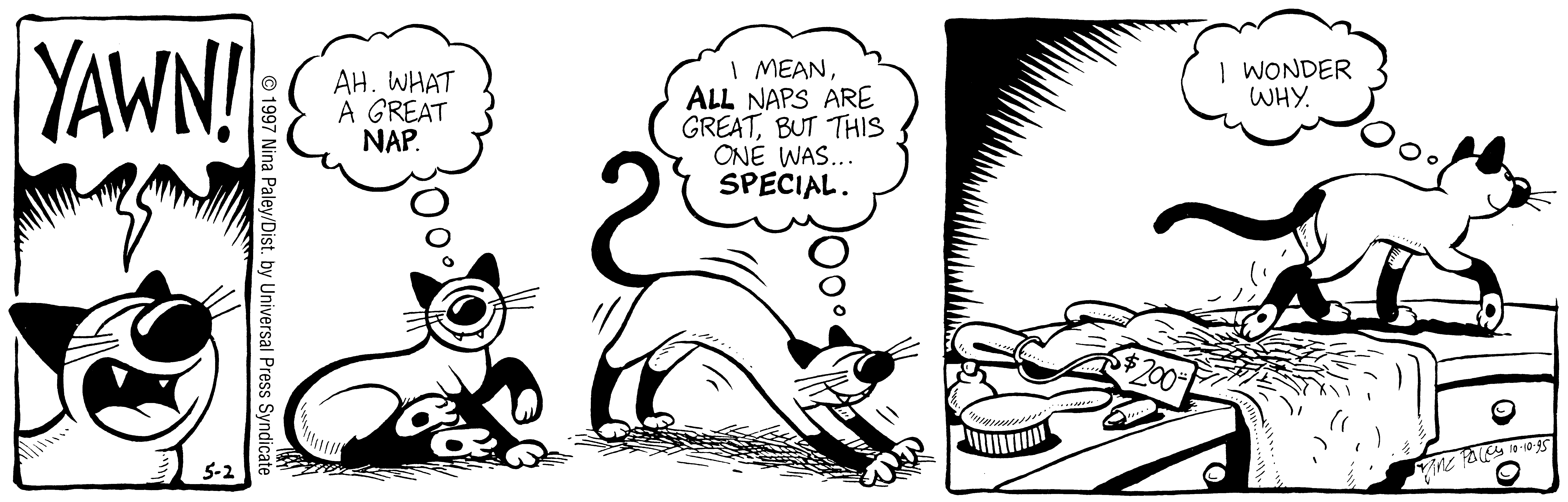 Fluff daily strip, May 2, 1997. Nina Paley, CC BY-SA 3.0 US. Print master from https://archive.org/details/FluffComicStrips (TIFF converted losslessly to PNG for the web).