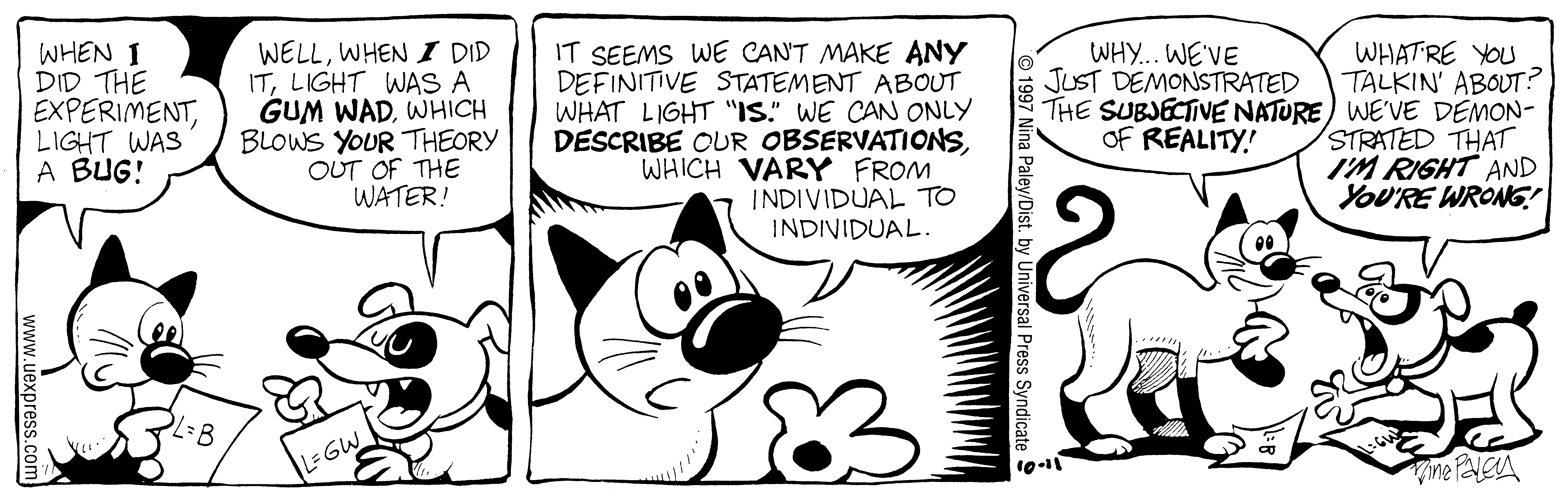 Fluff daily strip, Oct 11, 1997. Nina Paley, CC BY-SA 3.0 US. Print master from https://archive.org/details/FluffComicStrips (TIFF converted losslessly to PNG for the web).
