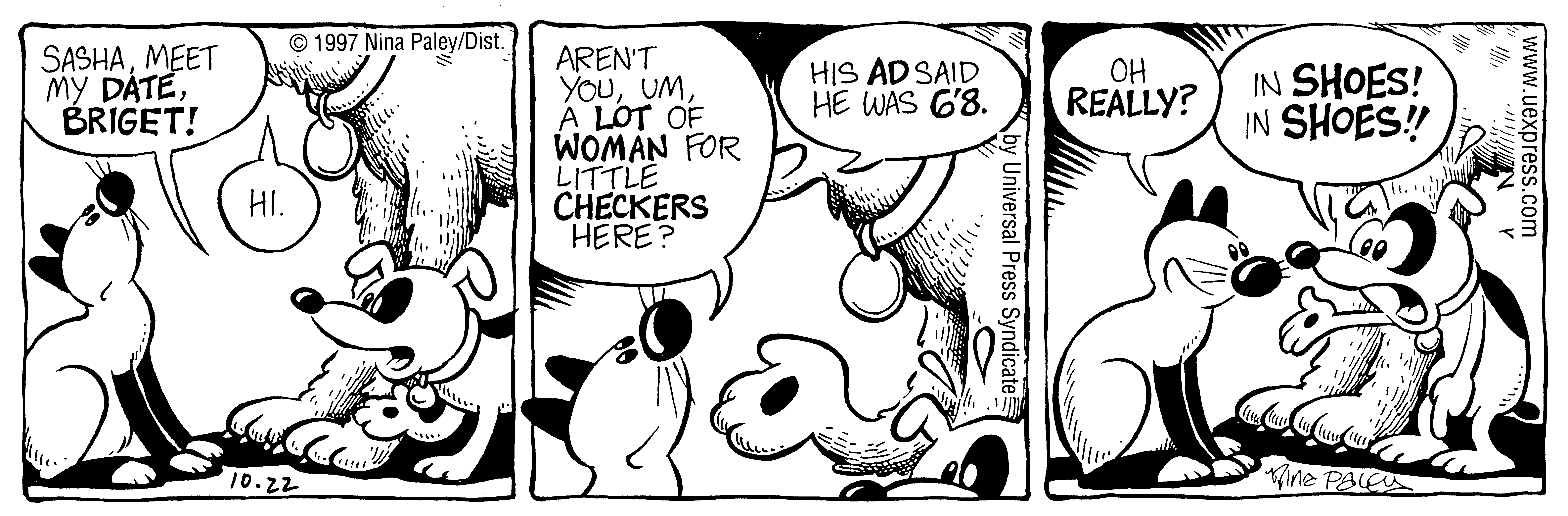 Fluff daily strip, Oct 22, 1997. Nina Paley, CC BY-SA 3.0 US. Print master from https://archive.org/details/FluffComicStrips (TIFF converted losslessly to PNG for the web).