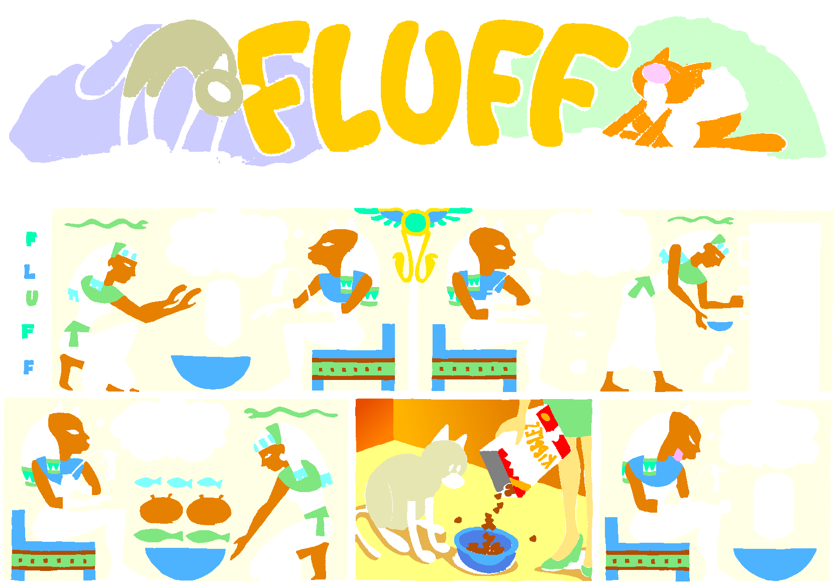 Fluff sunday strip, Nov 2, 1997. Nina Paley, CC BY-SA 3.0 US. Print master from https://archive.org/details/FluffComicStrips (TIFF converted losslessly to PNG for the web).