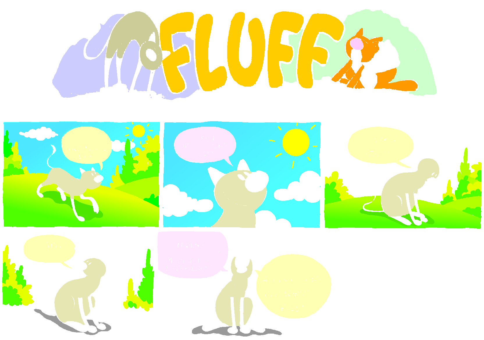 Fluff sunday strip, Nov 30, 1997. Nina Paley, CC BY-SA 3.0 US. Print master from https://archive.org/details/FluffComicStrips (TIFF converted losslessly to PNG for the web).
