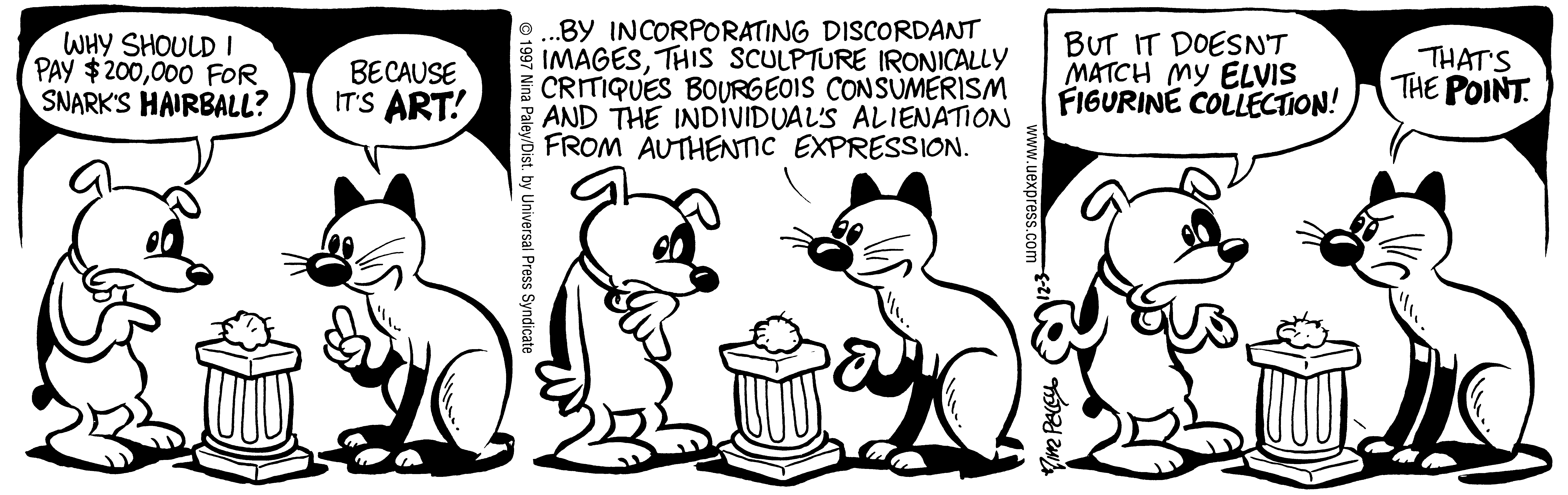 Fluff daily strip, Dec 3, 1997. Nina Paley, CC BY-SA 3.0 US. Print master from https://archive.org/details/FluffComicStrips (TIFF converted losslessly to PNG for the web).
