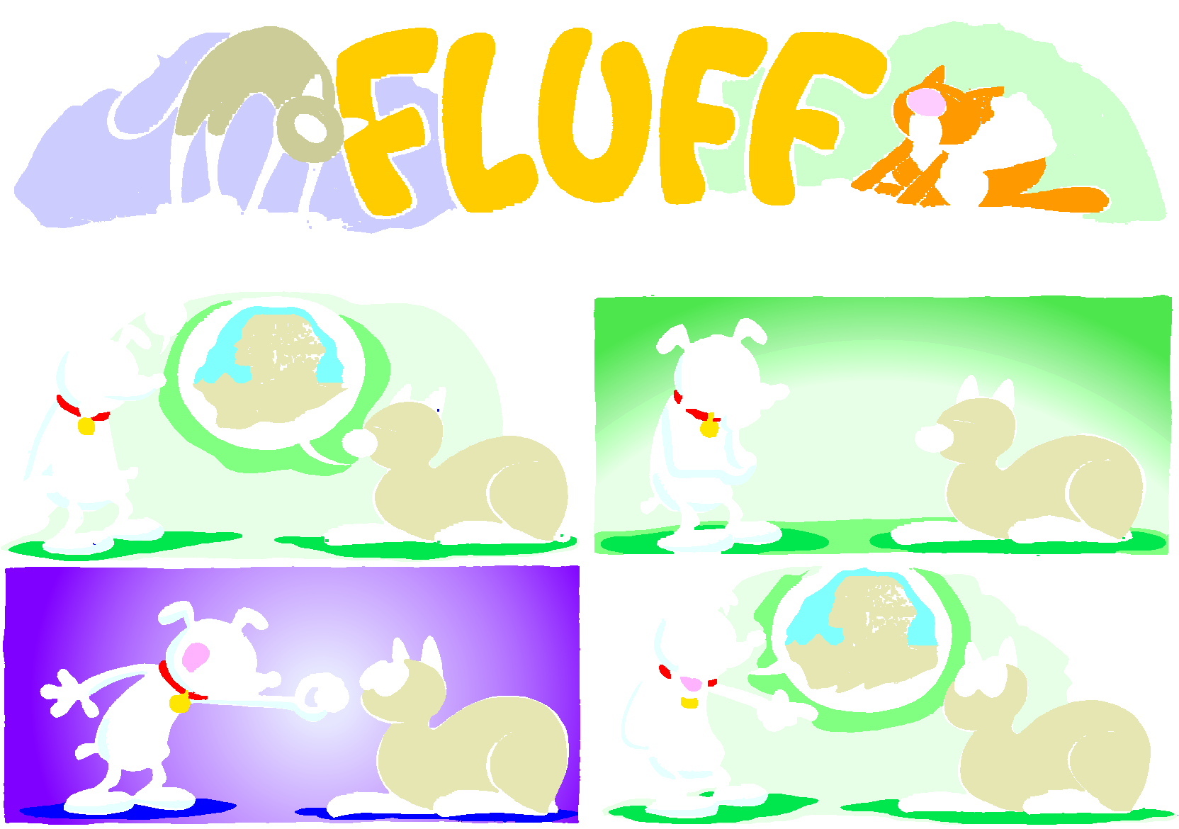 Fluff sunday strip, Dec 21, 1997. Nina Paley, CC BY-SA 3.0 US. Print master from https://archive.org/details/FluffComicStrips (TIFF converted losslessly to PNG for the web).