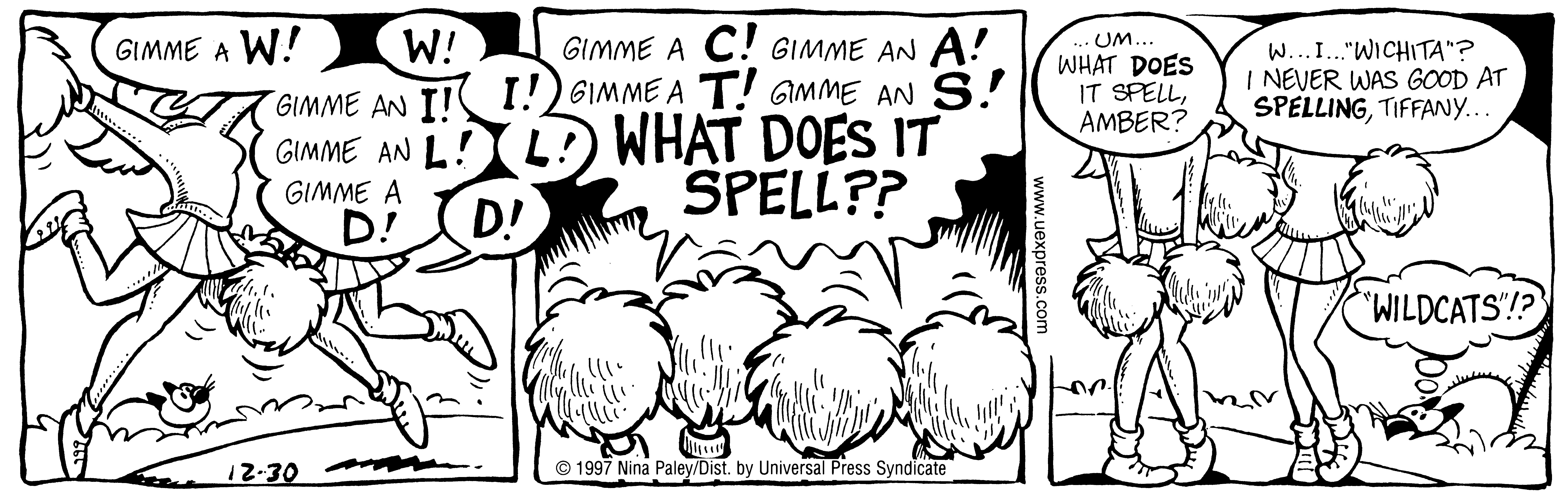 Fluff daily strip, Dec 30, 1997. Nina Paley, CC BY-SA 3.0 US. Print master from https://archive.org/details/FluffComicStrips (TIFF converted losslessly to PNG for the web).