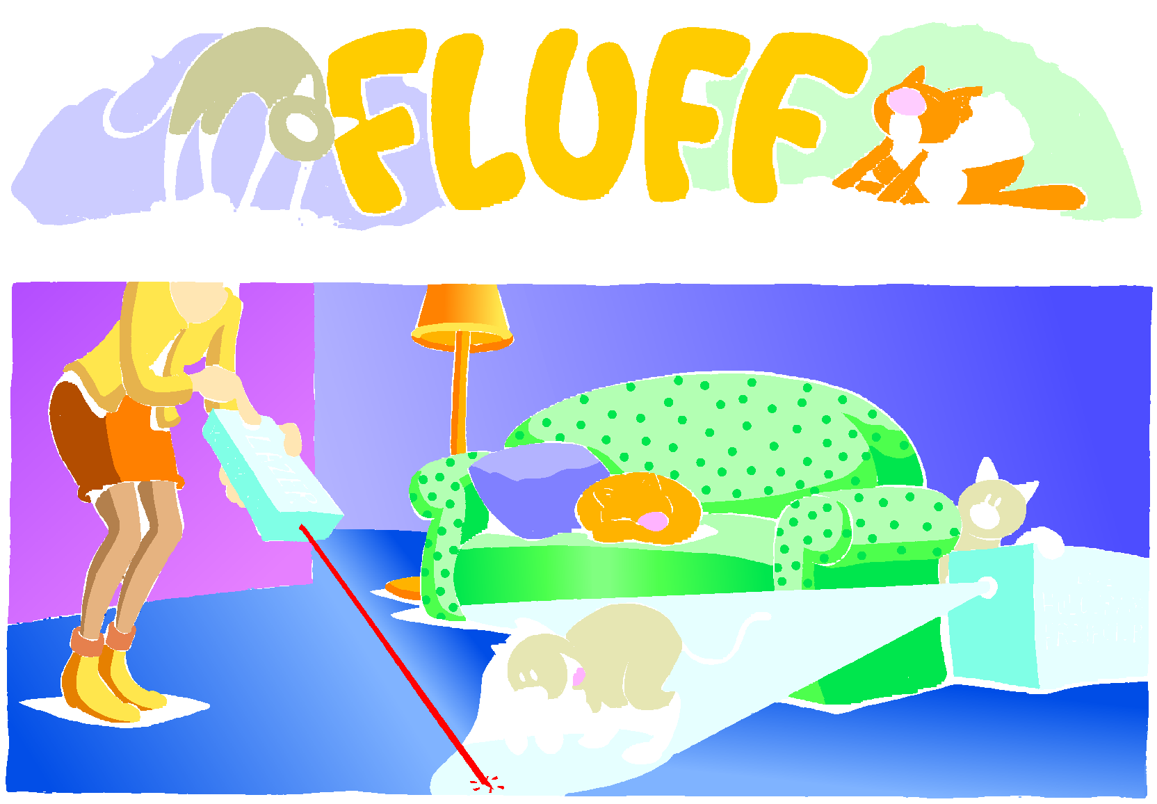 Fluff sunday strip, Jan 18, 1998. Nina Paley, CC BY-SA 3.0 US. Print master from https://archive.org/details/FluffComicStrips (TIFF converted losslessly to PNG for the web).