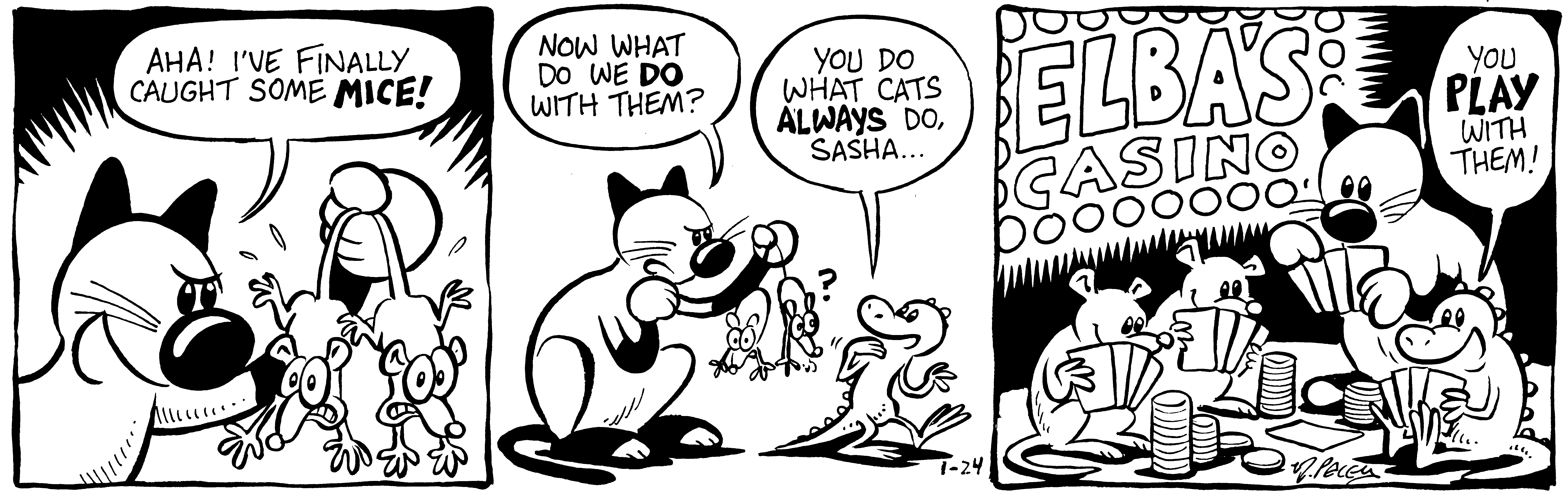 Fluff daily strip, Jan 24, 1998. Nina Paley, CC BY-SA 3.0 US. Print master from https://archive.org/details/FluffComicStrips (TIFF converted losslessly to PNG for the web).