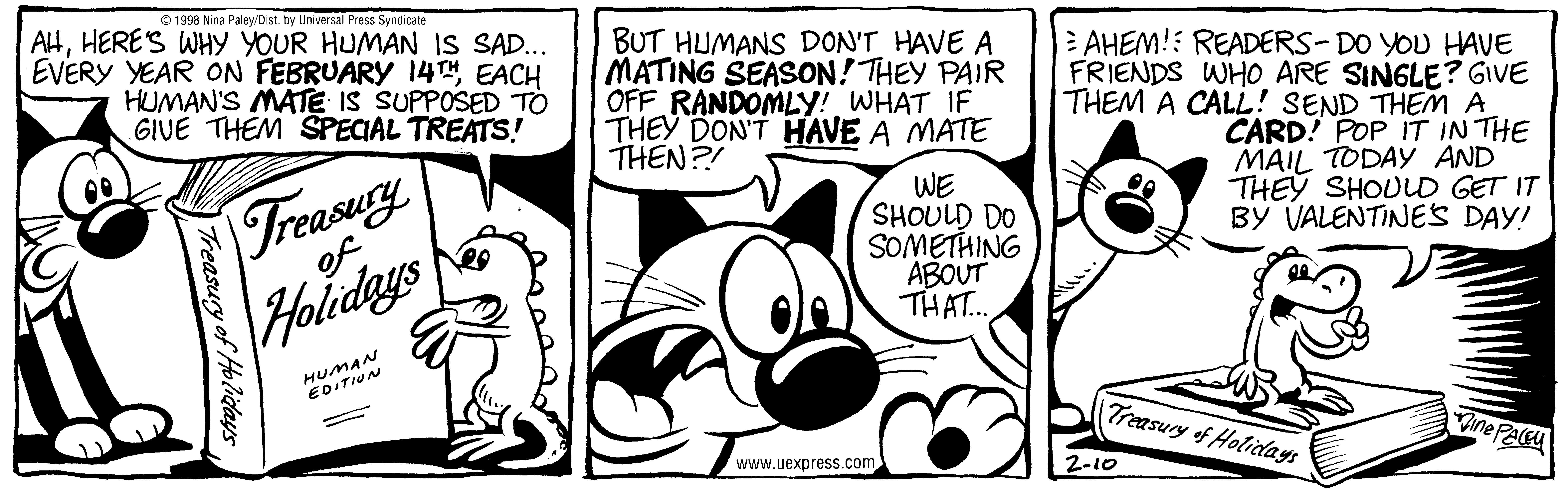 Fluff daily strip, Feb 10, 1998. Nina Paley, CC BY-SA 3.0 US. Print master from https://archive.org/details/FluffComicStrips (TIFF converted losslessly to PNG for the web).