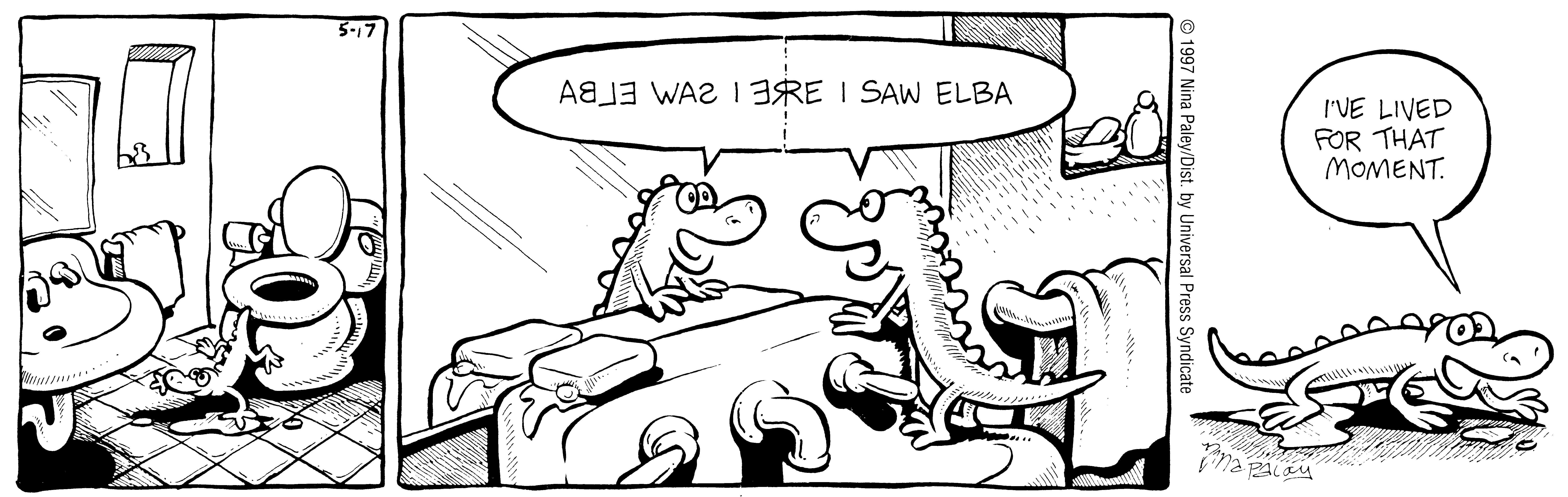 Fluff daily strip, May 17, 1997. Nina Paley, CC BY-SA 3.0 US. Print master from https://archive.org/details/FluffComicStrips (TIFF converted losslessly to PNG for the web).