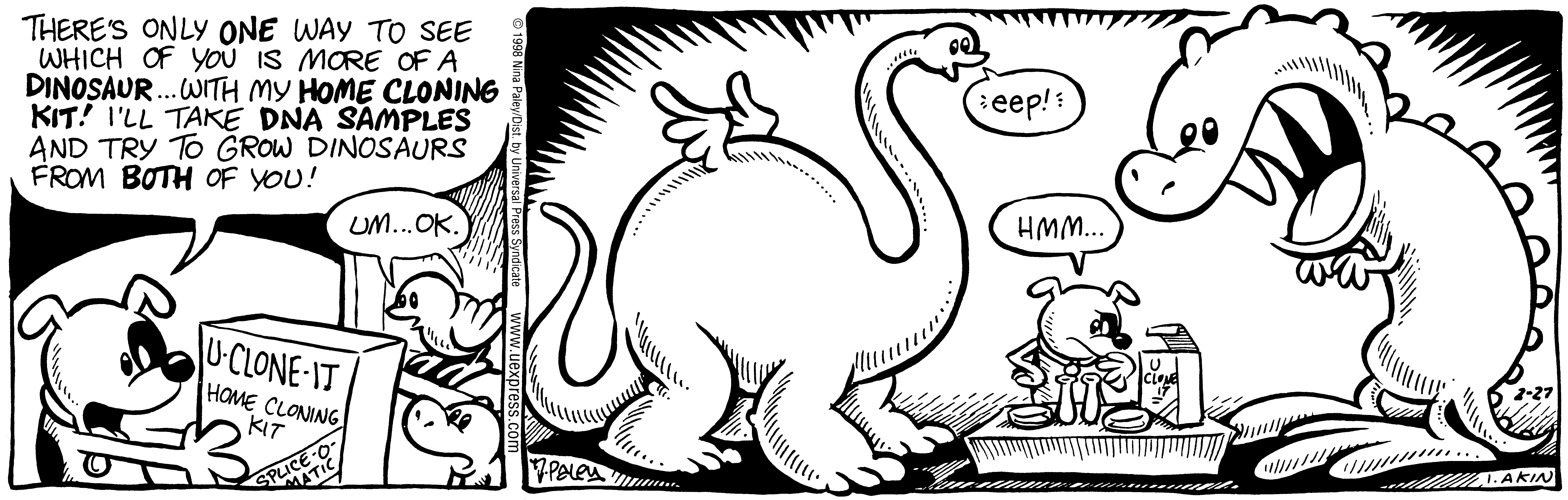 Fluff daily strip, Feb 27, 1998. Nina Paley, CC BY-SA 3.0 US. Print master from https://archive.org/details/FluffComicStrips (TIFF converted losslessly to PNG for the web).