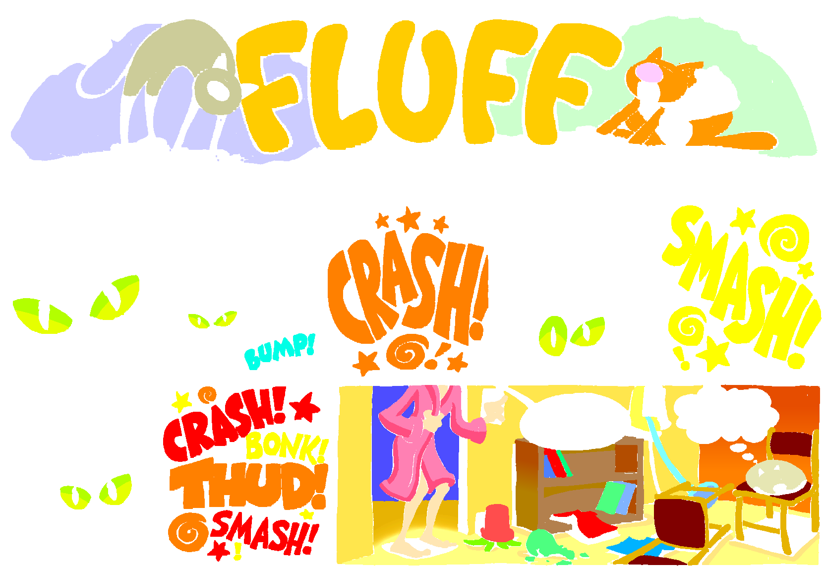 Fluff sunday strip, Mar 1, 1998. Nina Paley, CC BY-SA 3.0 US. Print master from https://archive.org/details/FluffComicStrips (TIFF converted losslessly to PNG for the web).