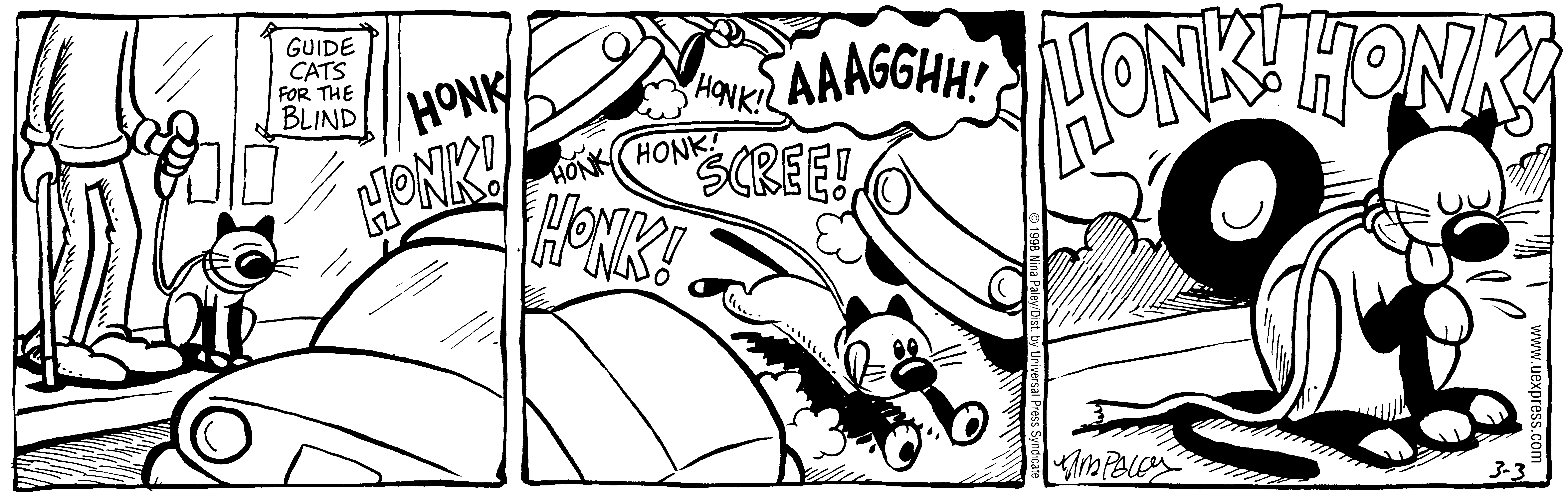 Fluff daily strip, Mar 3, 1998. Nina Paley, CC BY-SA 3.0 US. Print master from https://archive.org/details/FluffComicStrips (TIFF converted losslessly to PNG for the web).