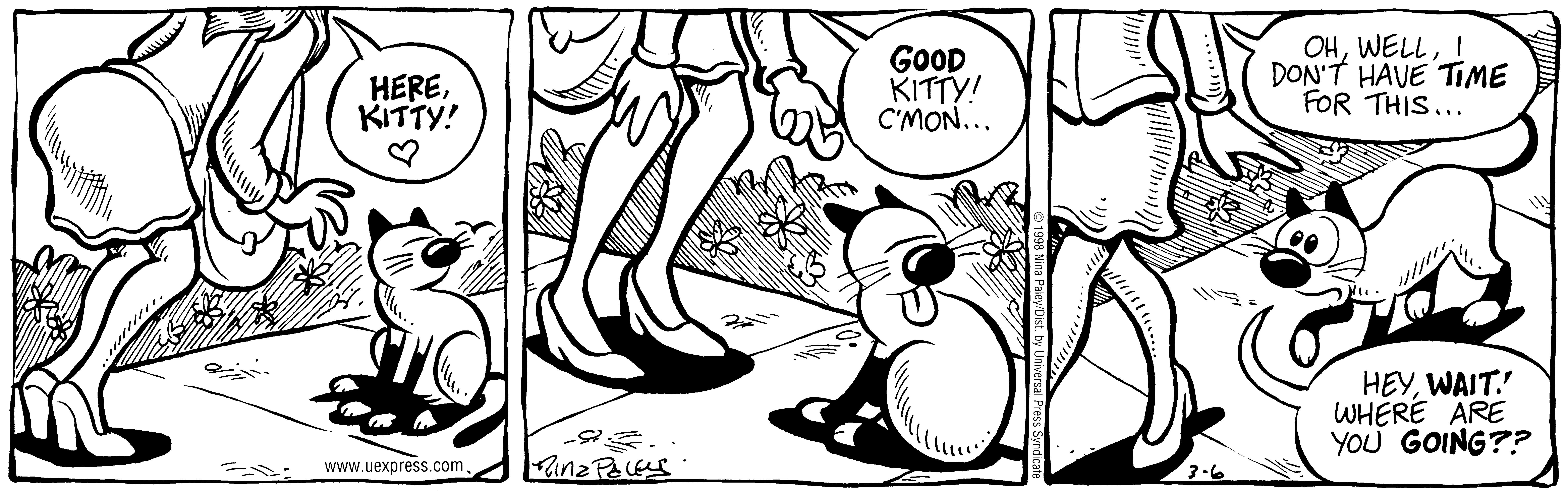 Fluff daily strip, Mar 6, 1998. Nina Paley, CC BY-SA 3.0 US. Print master from https://archive.org/details/FluffComicStrips (TIFF converted losslessly to PNG for the web).