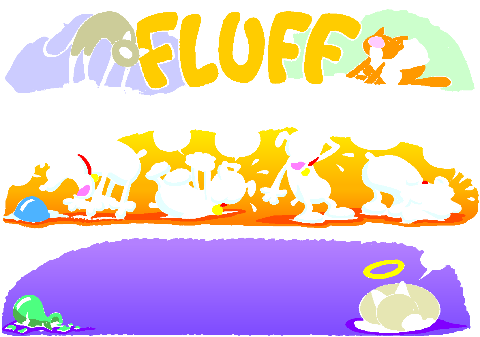 Fluff sunday strip, Mar 15, 1998. Nina Paley, CC BY-SA 3.0 US. Print master from https://archive.org/details/FluffComicStrips (TIFF converted losslessly to PNG for the web).