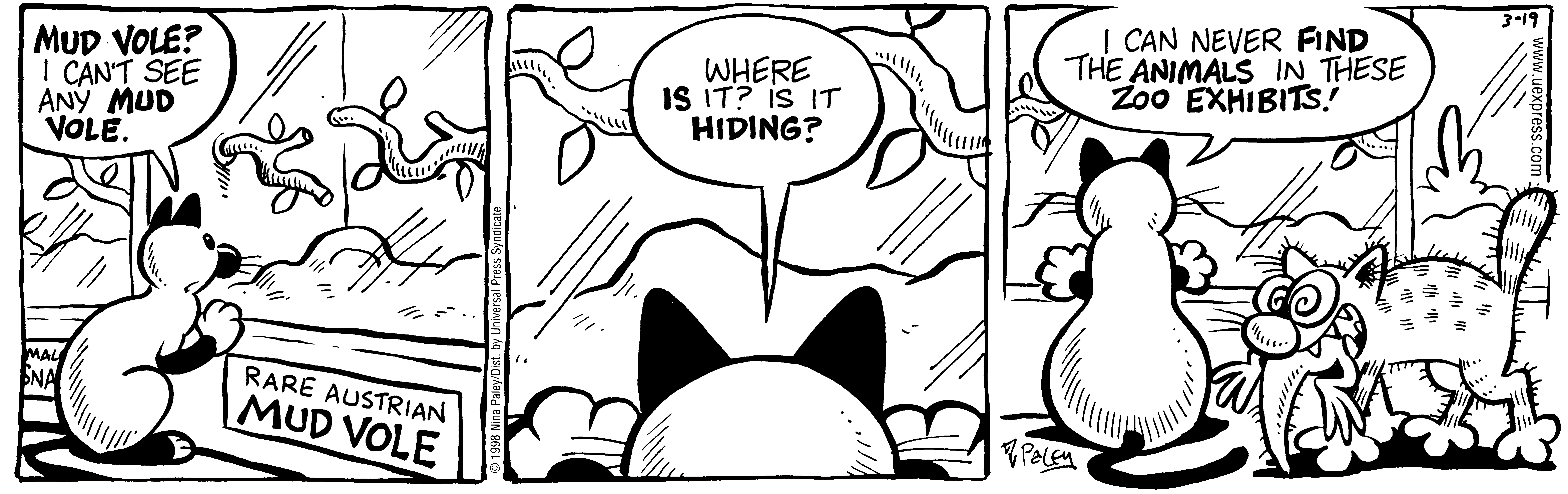 Fluff daily strip, Mar 19, 1998. Nina Paley, CC BY-SA 3.0 US. Print master from https://archive.org/details/FluffComicStrips (TIFF converted losslessly to PNG for the web).
