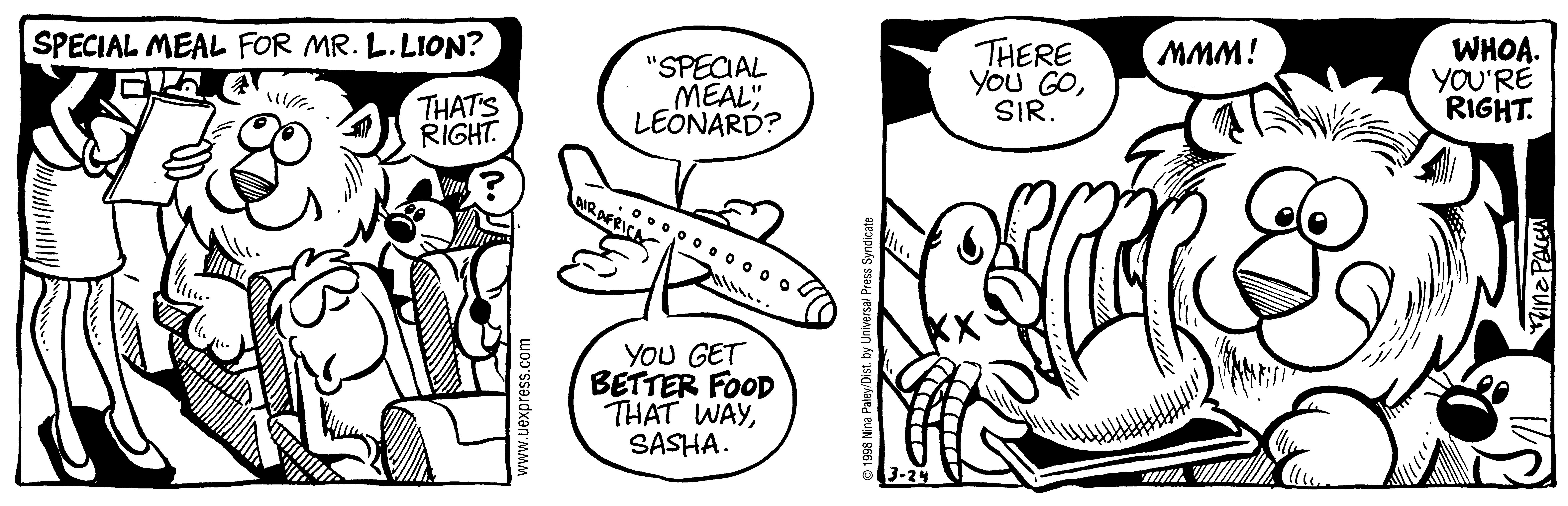 Fluff daily strip, Mar 24, 1998. Nina Paley, CC BY-SA 3.0 US. Print master from https://archive.org/details/FluffComicStrips (TIFF converted losslessly to PNG for the web).