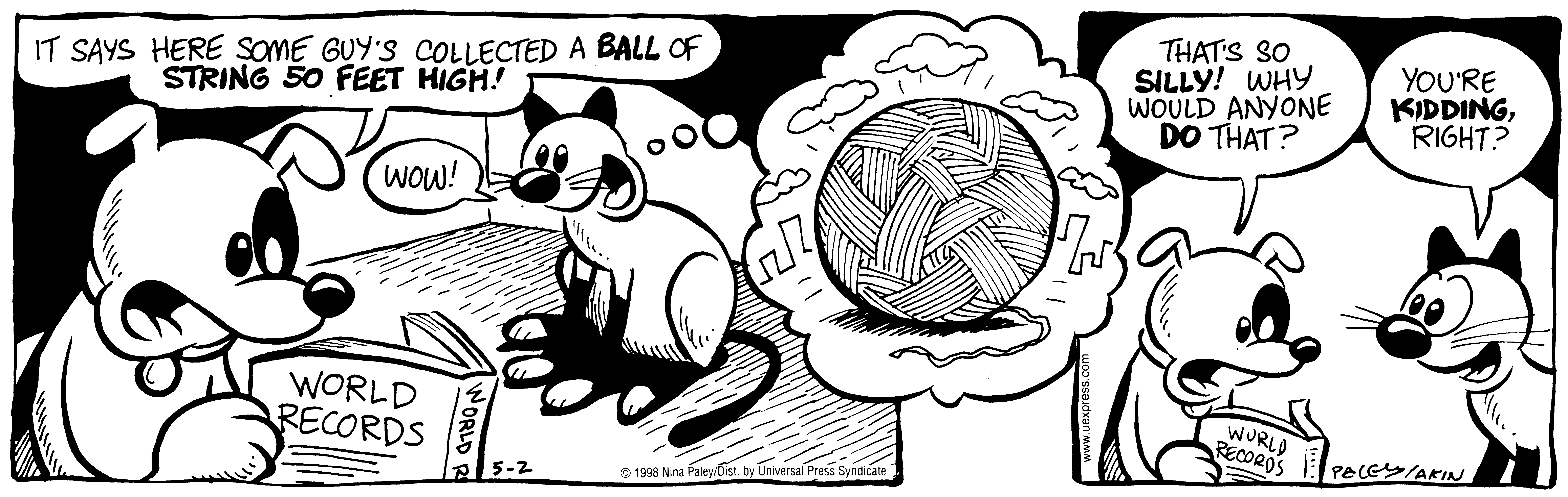 Fluff daily strip, May 2, 1998. Nina Paley, CC BY-SA 3.0 US. Print master from https://archive.org/details/FluffComicStrips (TIFF converted losslessly to PNG for the web).