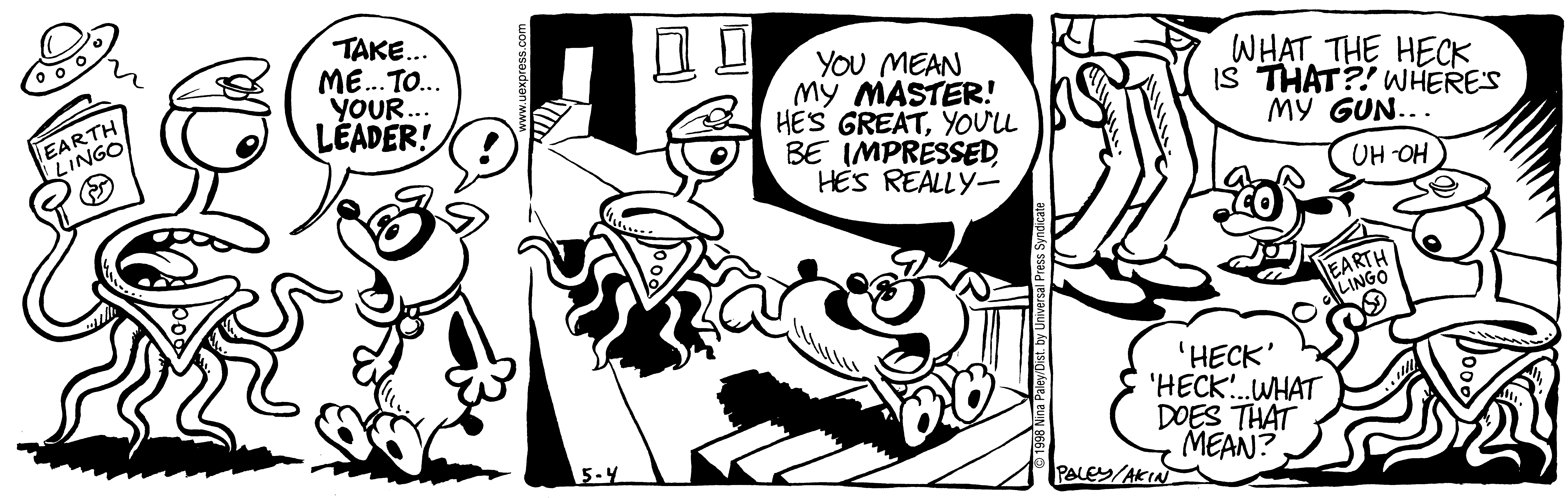 Fluff daily strip, May 4, 1998. Nina Paley, CC BY-SA 3.0 US. Print master from https://archive.org/details/FluffComicStrips (TIFF converted losslessly to PNG for the web).