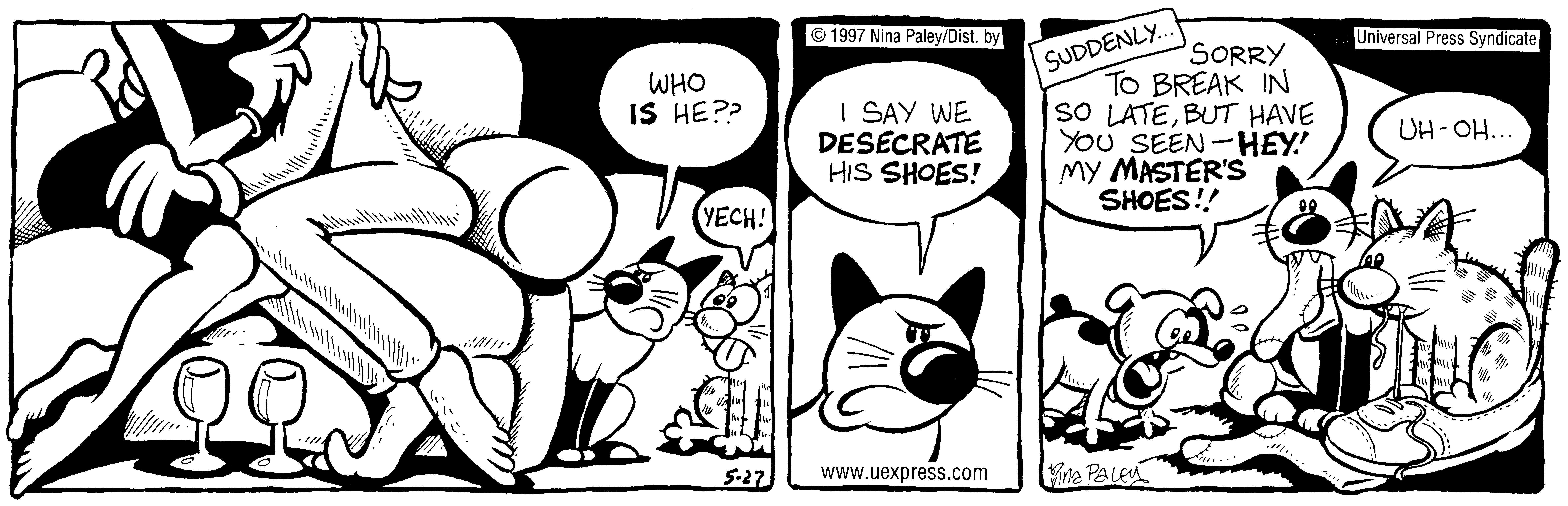 Fluff daily strip, May 27, 1997. Nina Paley, CC BY-SA 3.0 US. Print master from https://archive.org/details/FluffComicStrips (TIFF converted losslessly to PNG for the web).