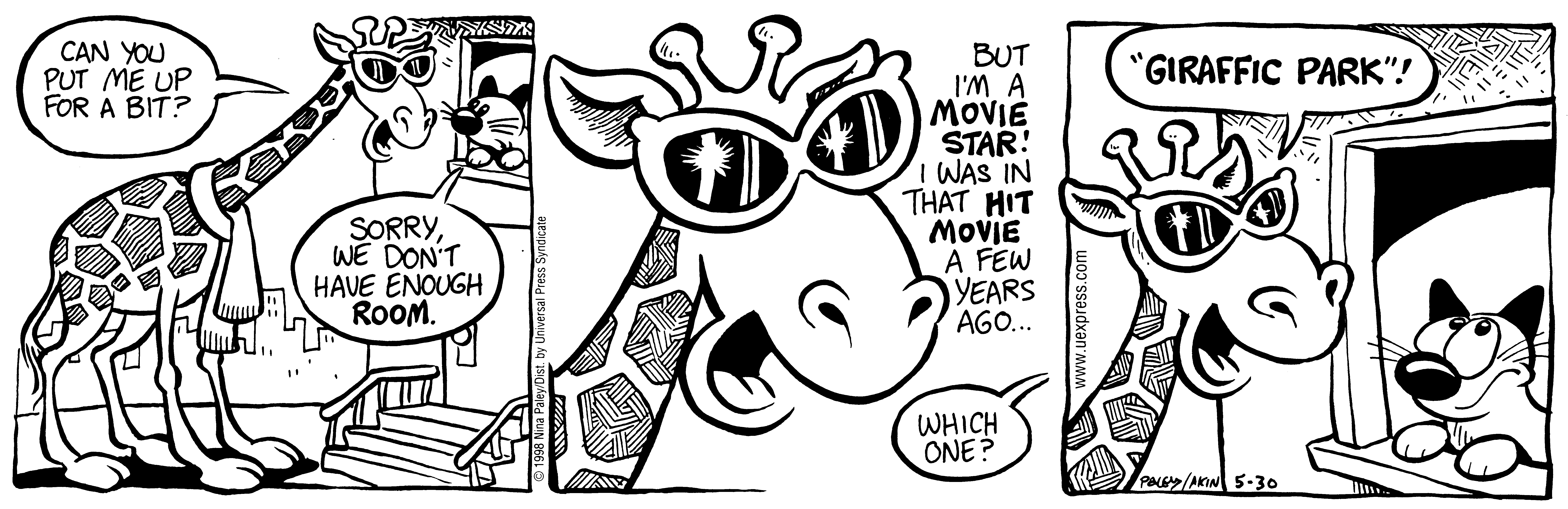 Fluff daily strip, May 30, 1998. Nina Paley, CC BY-SA 3.0 US. Print master from https://archive.org/details/FluffComicStrips (TIFF converted losslessly to PNG for the web).