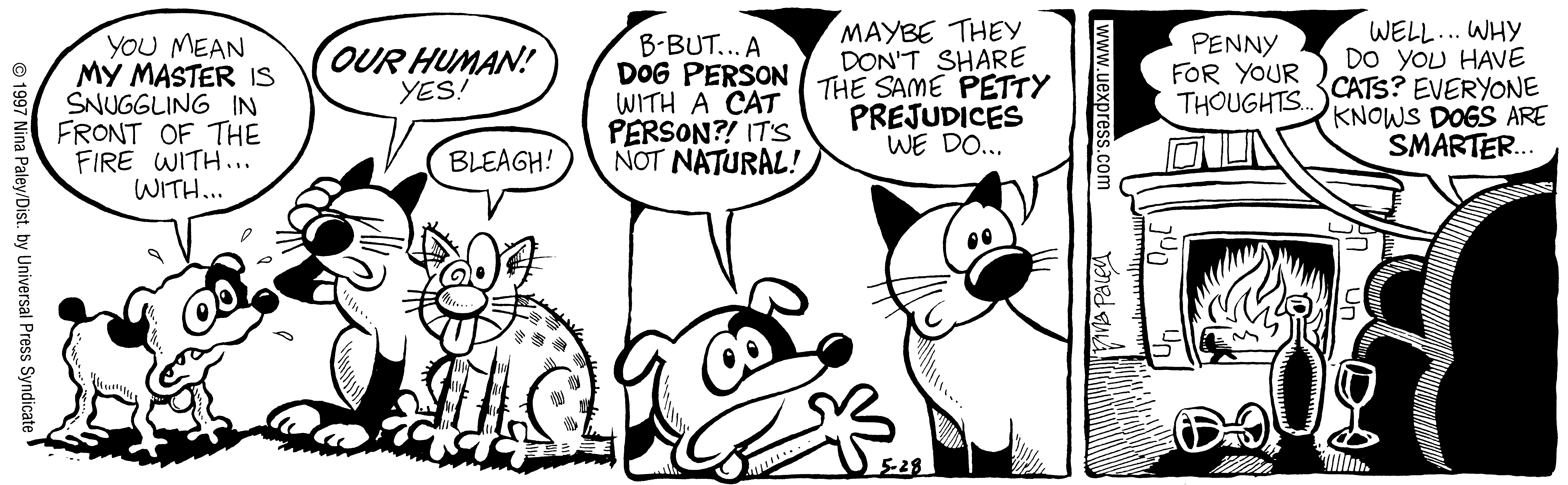 Fluff daily strip, May 28, 1997. Nina Paley, CC BY-SA 3.0 US. Print master from https://archive.org/details/FluffComicStrips (TIFF converted losslessly to PNG for the web).