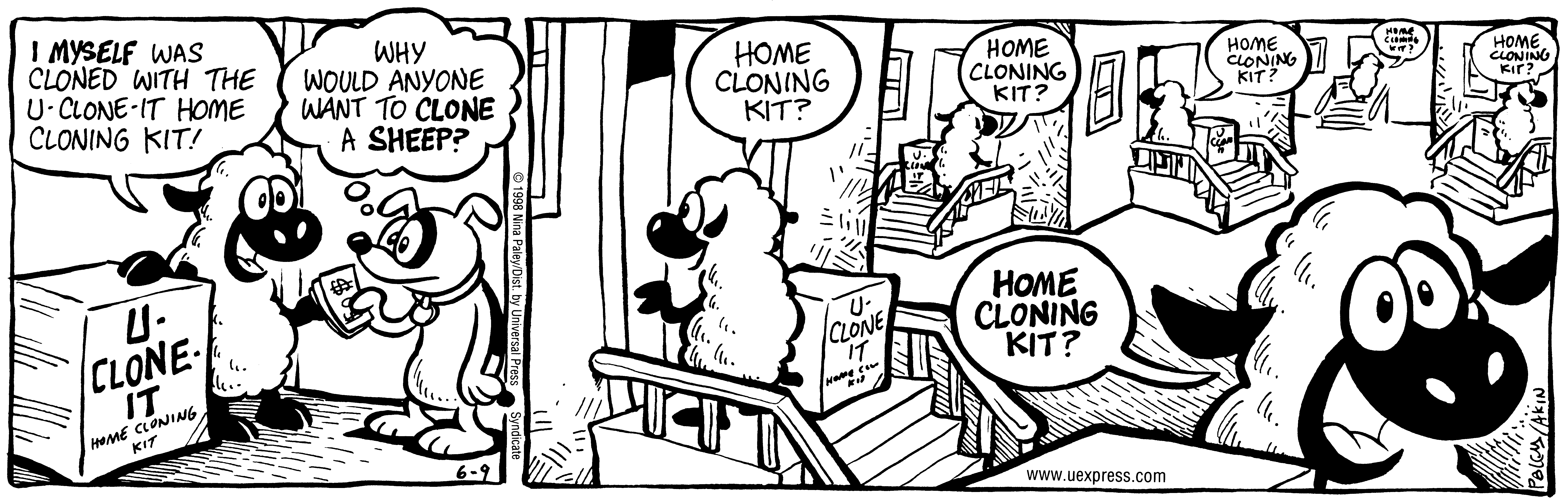 Fluff daily strip, Jun 9, 1998. Nina Paley, CC BY-SA 3.0 US. Print master from https://archive.org/details/FluffComicStrips (TIFF converted losslessly to PNG for the web).